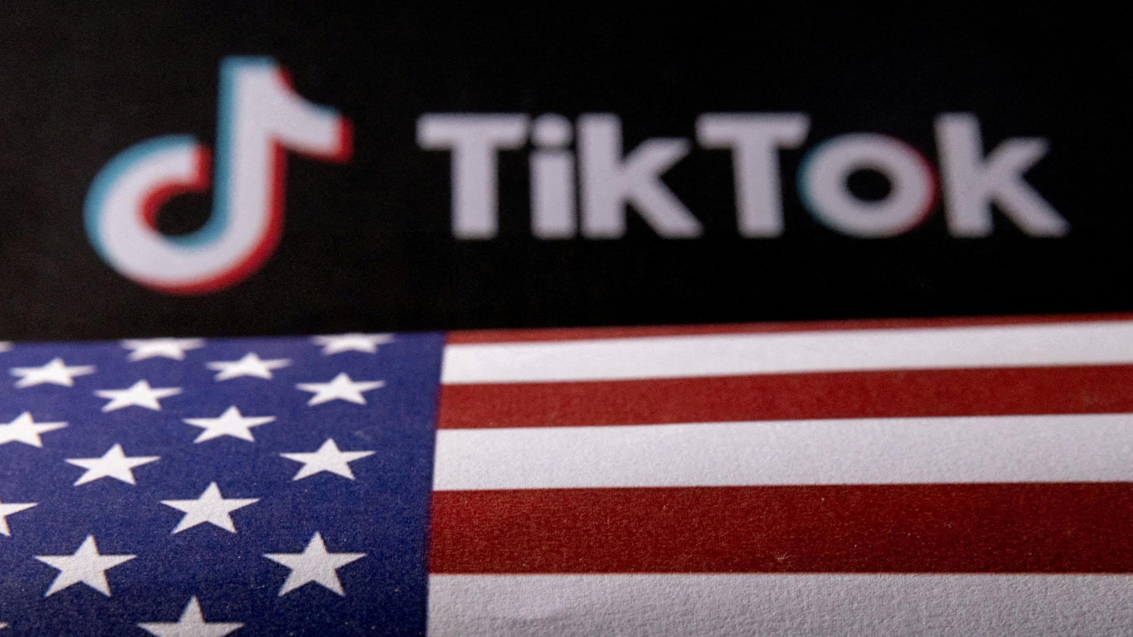 TikTok logo and US flag.