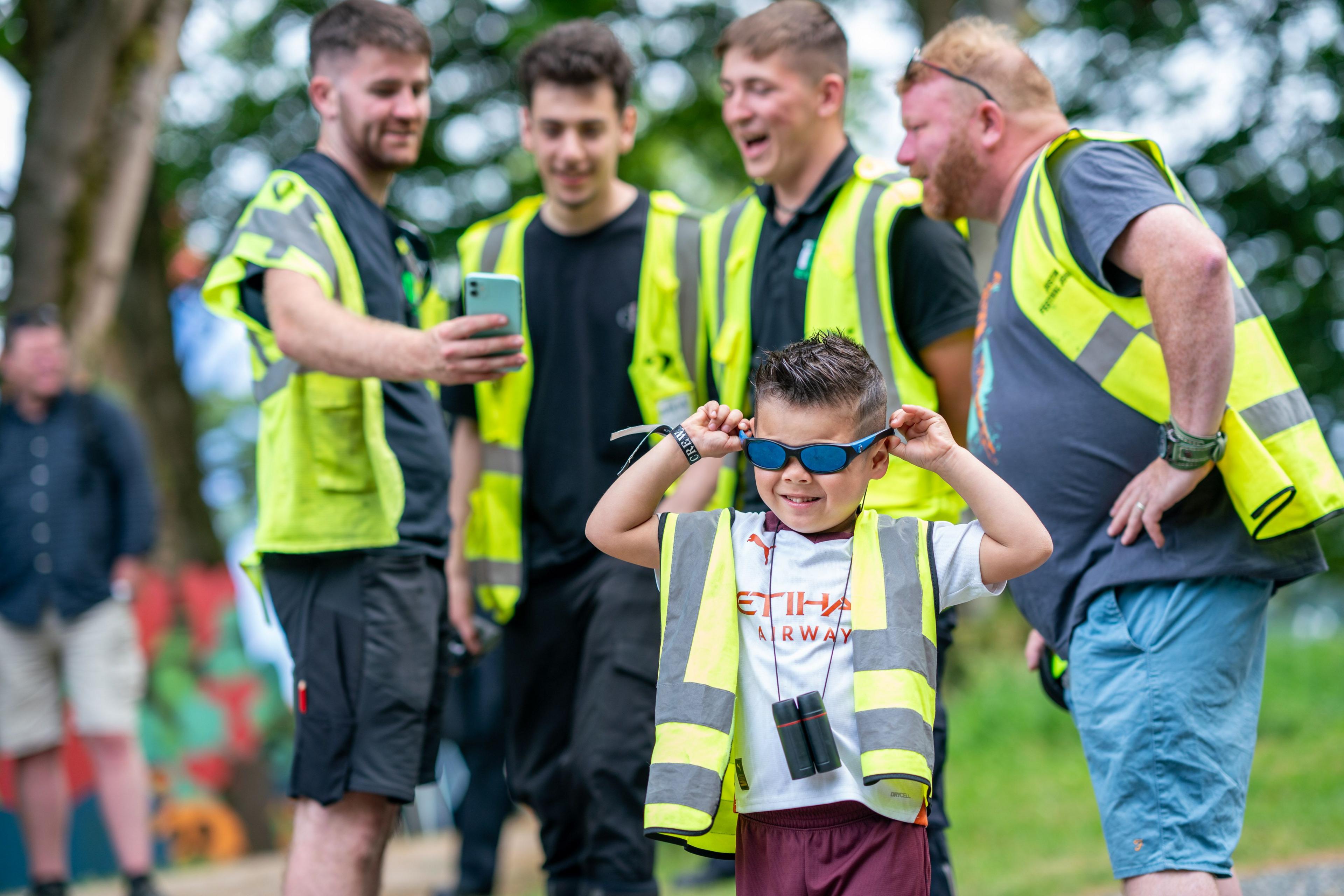 A young reveller in sunglasses at the 2025 HebCelt music festival