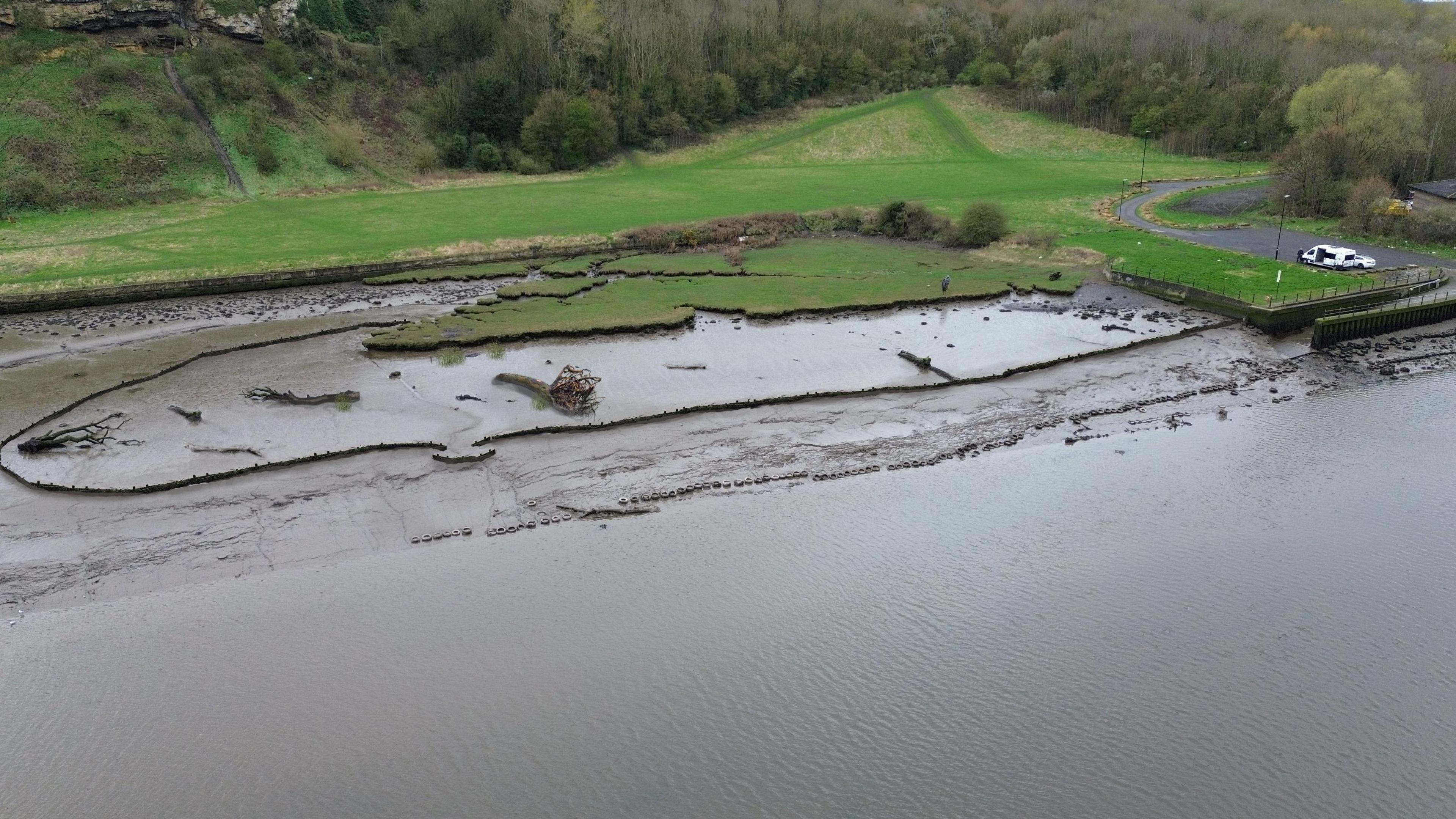 Visualisations for the Wear sites showing what the proposed brushwood bundles would look like at Claxheugh Rocks.