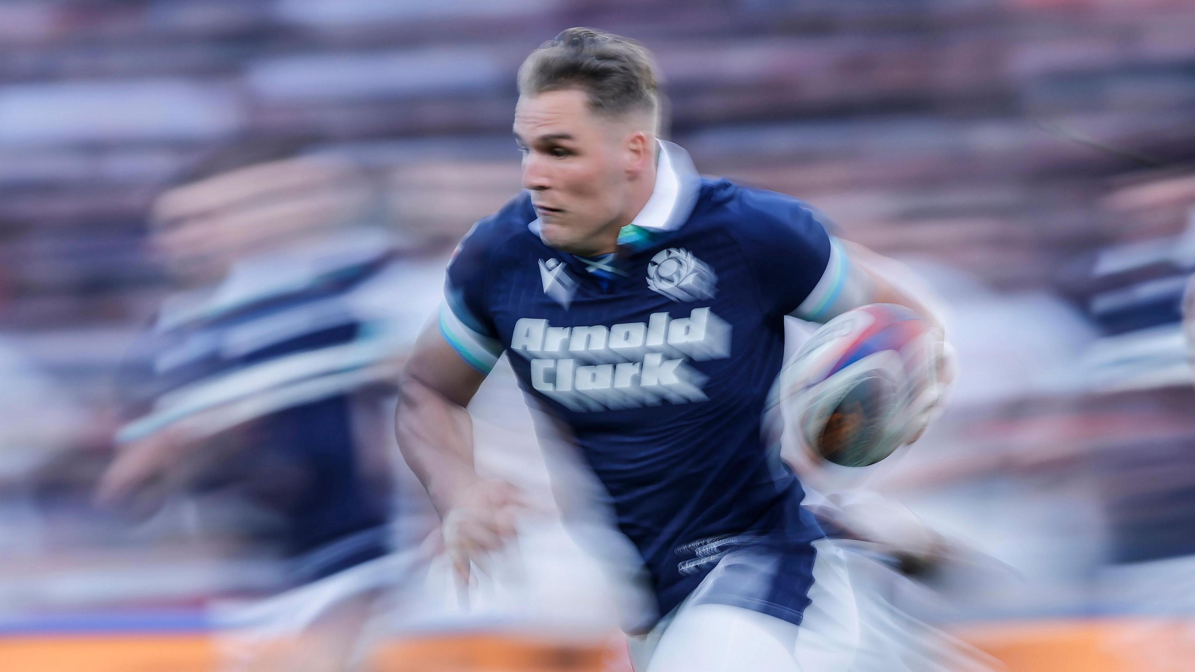 Duhan van der Merwe in action for Scotland