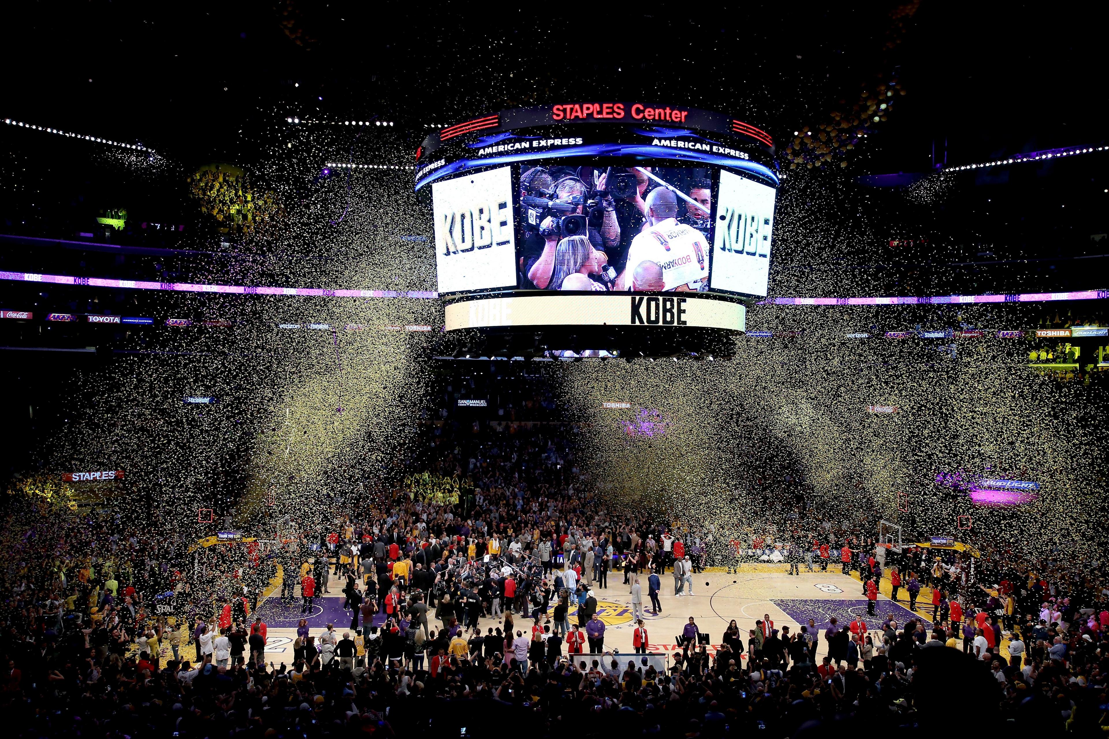 Last Night for Kobe Bryant at the Staple centre in Los Angeles, America.