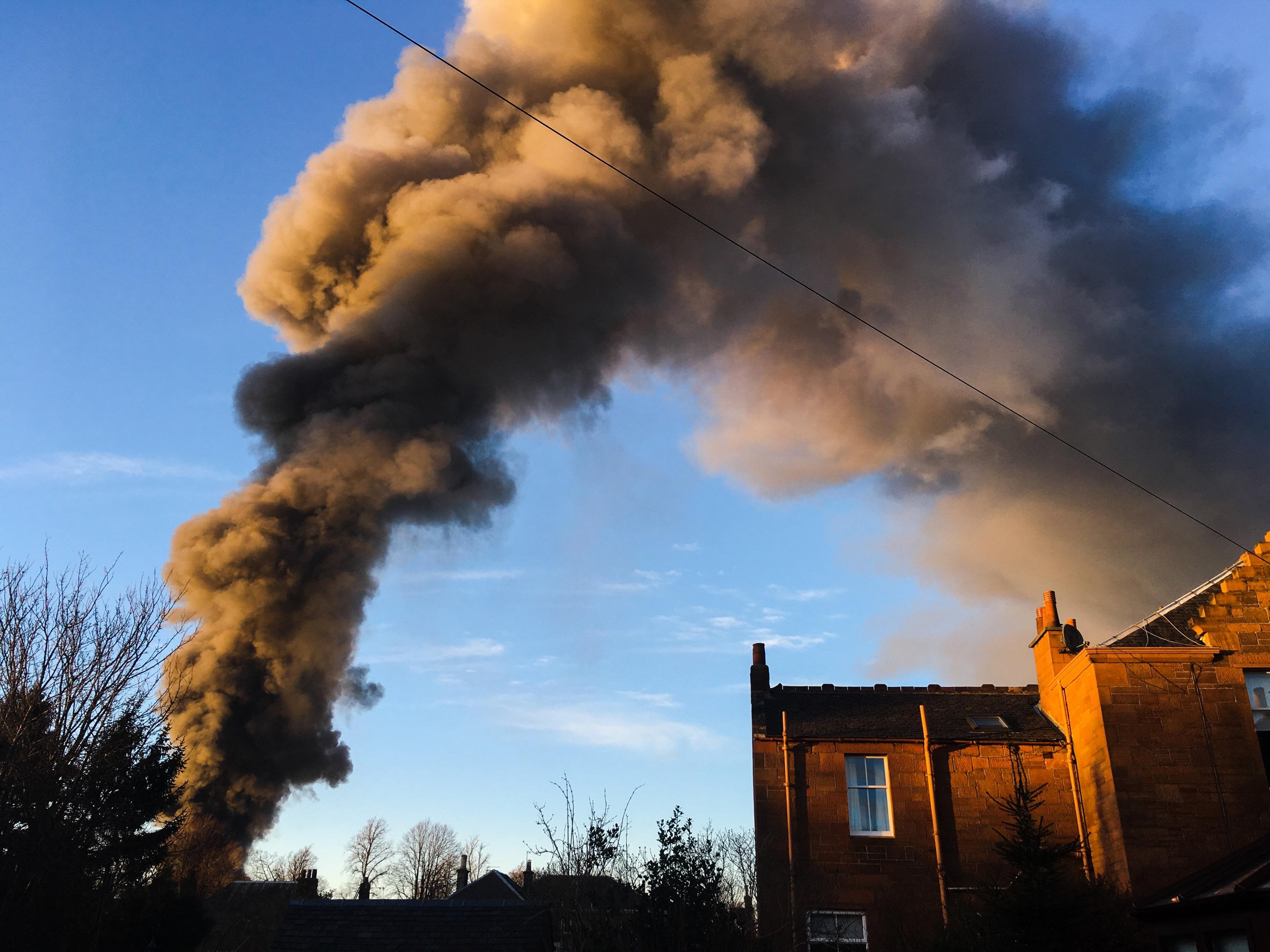 View of Glasgow scrapyard fire