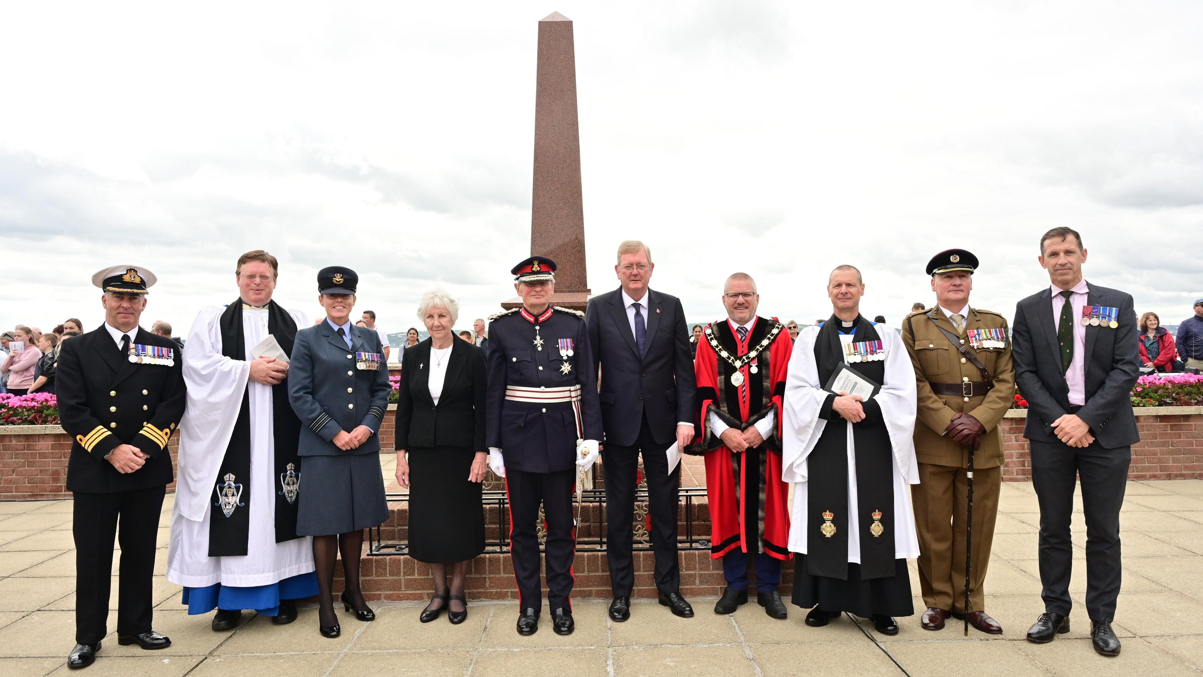 Senior Naval Officer NI Cdr Rob Milligan MBA FCMI CMgr; Rev Canon Nigel Baylor BA DipTh MPhil St Patrick’s Church of Ireland Minister ; Wing Commander, Jacqueline Rankin; Sister Kathleen Gill R.S.M Loughshore Catholic Parish; Lord-Lieutenant Mr David McCorkell KStJ; Lord Caine Parliamentary Under-Secretary of State for Northern Ireland, Deputy Mayor, Councillor Paul Dunlop BEM; Rev Colin D Bell CF Senior Chaplain Northern Ireland; Lieutenant Colonel Kevin Thomas MBE RE; Richard Baker council executive