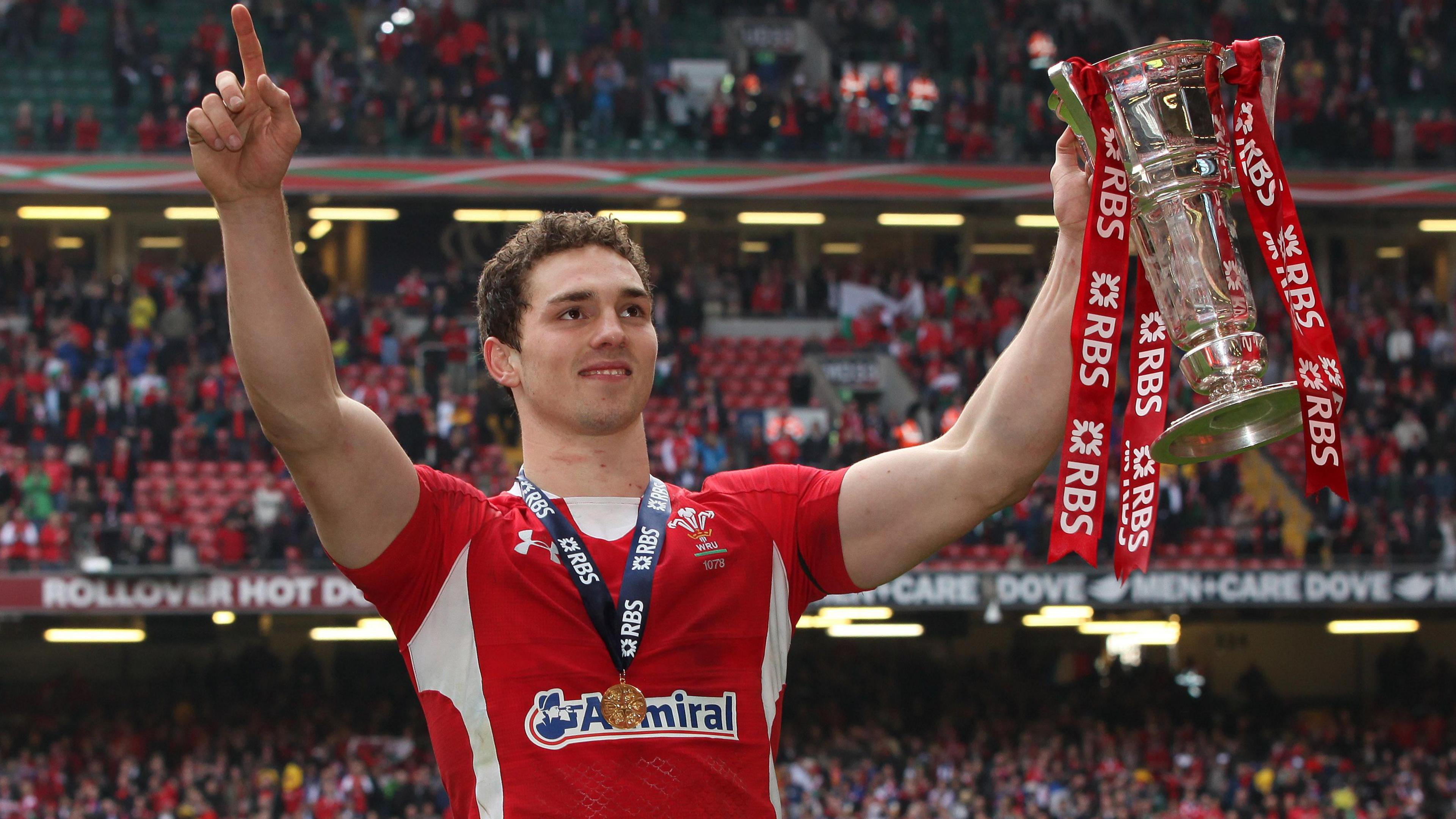 George North holds the Six nations trophy