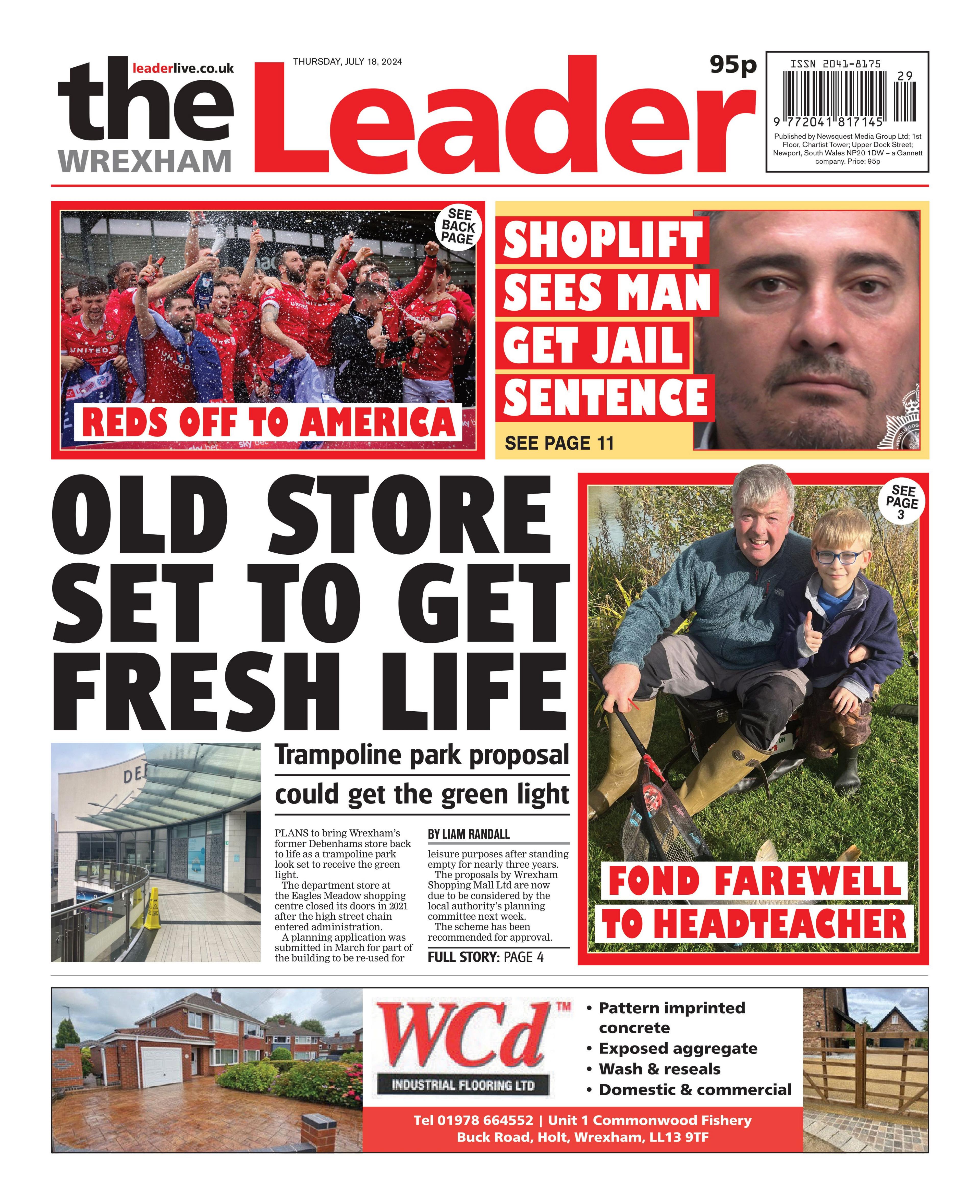 Front page of the Wrexham Leader 