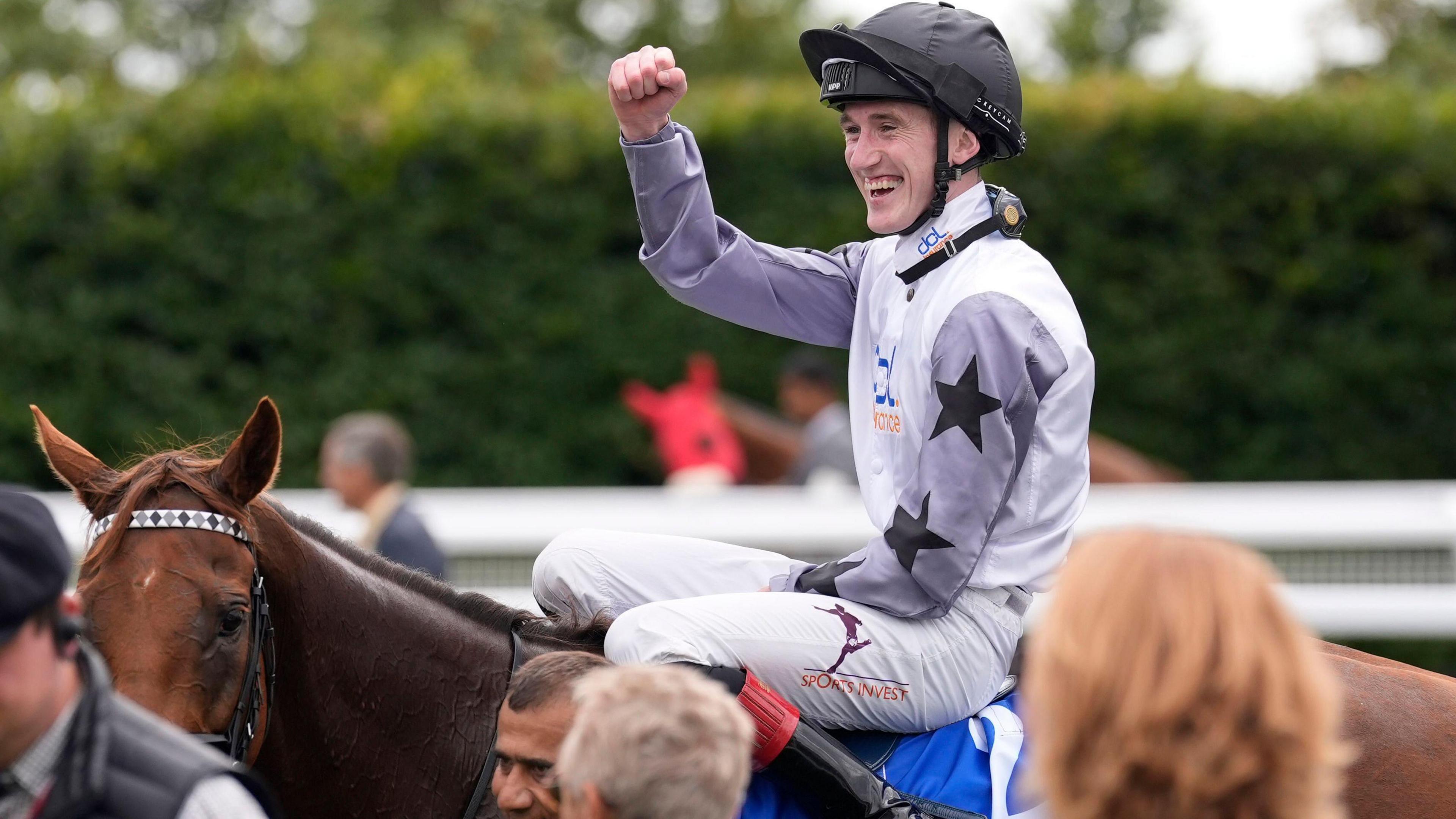 David Egan after winning the Stewards' Cup aboard Two Tribes