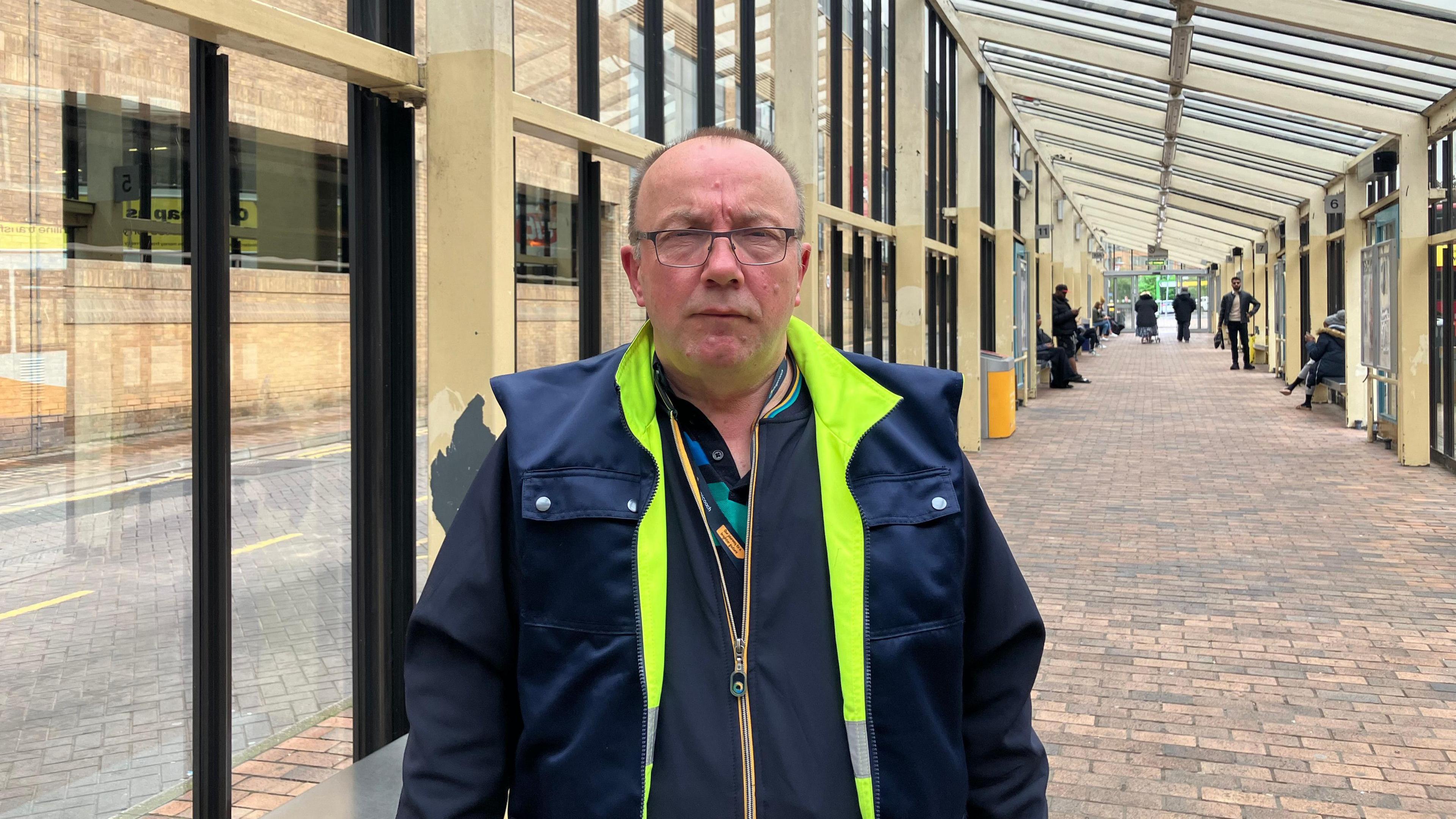 Karl Jackson in a blue jacket in Peterborough city centre