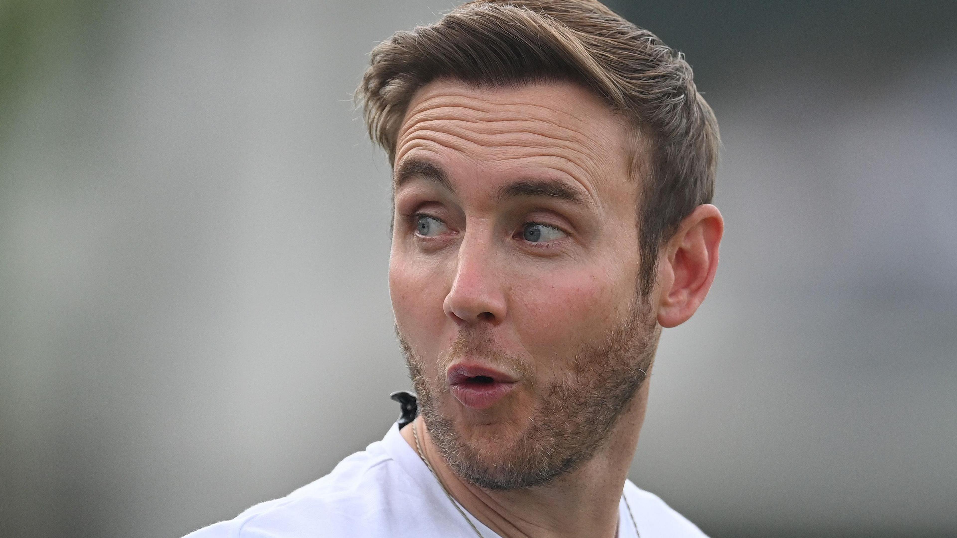 Stuart Broad reacts while commentating