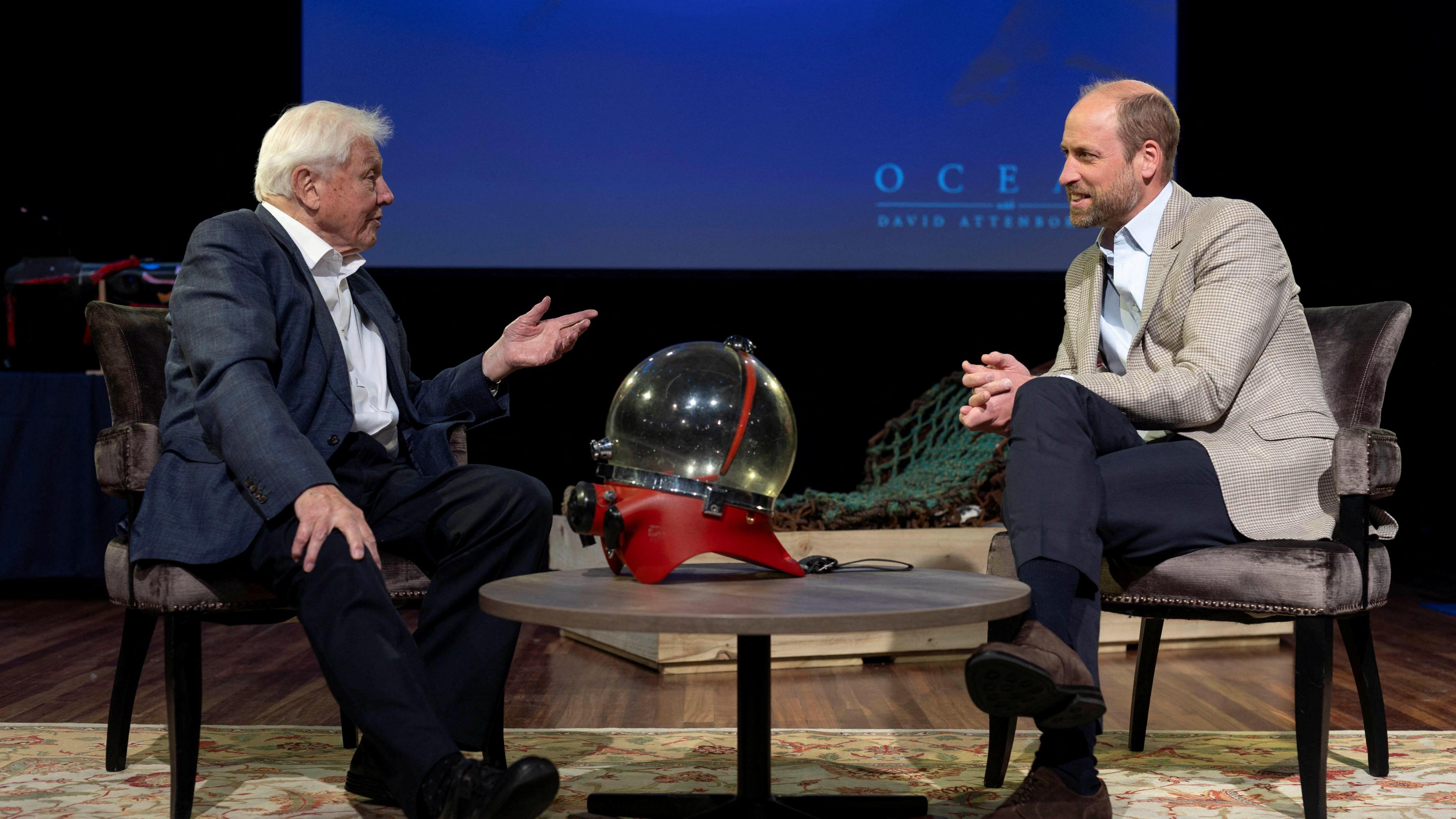 Prince William and David Attenborough discussing new Ocean film