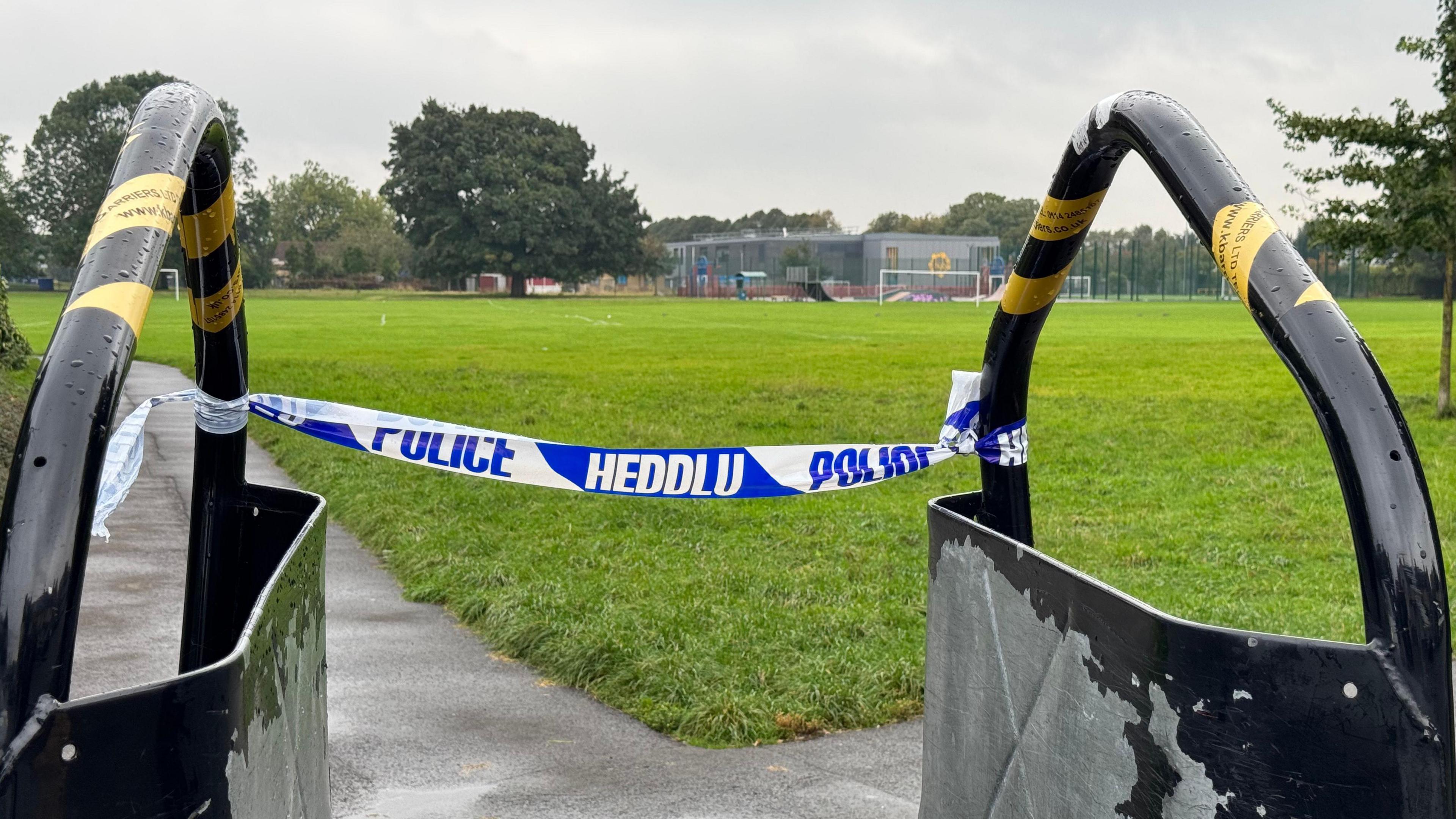 Splott Park cordoned off by police with tape