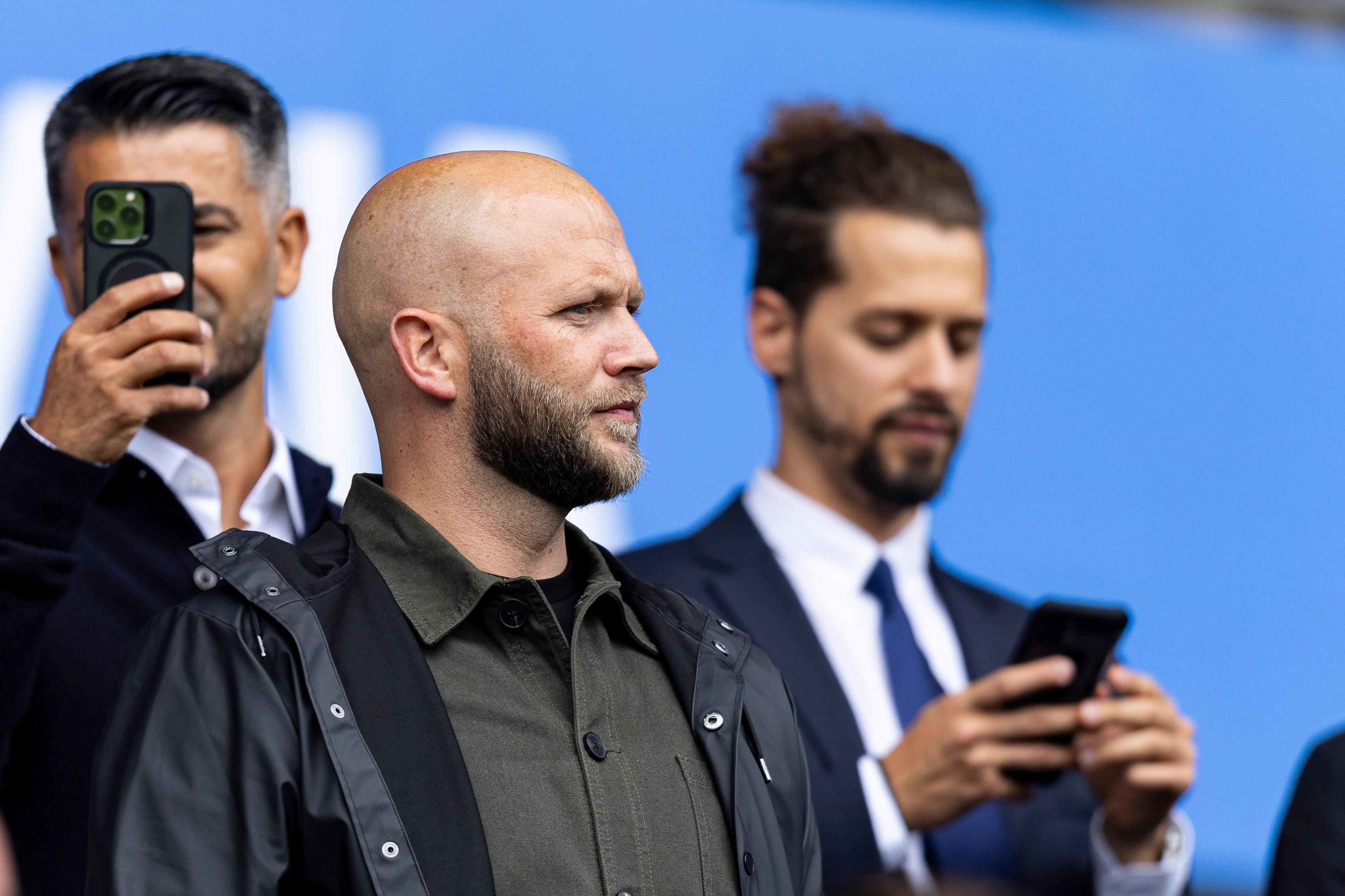 James Rowberry watches Cardiff City versus Leeds from the stands