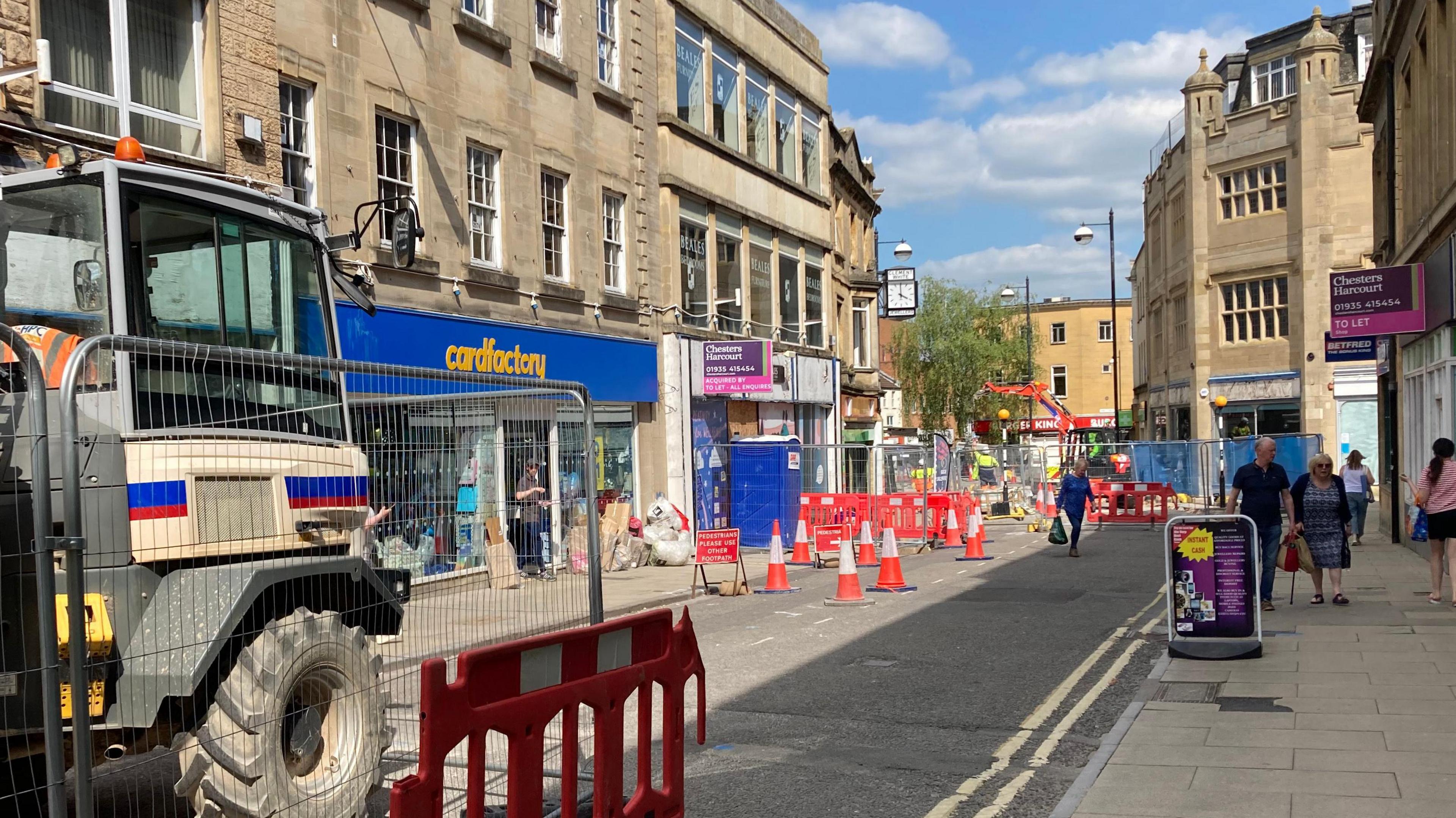 Construction work taking place in Yeovil town centre