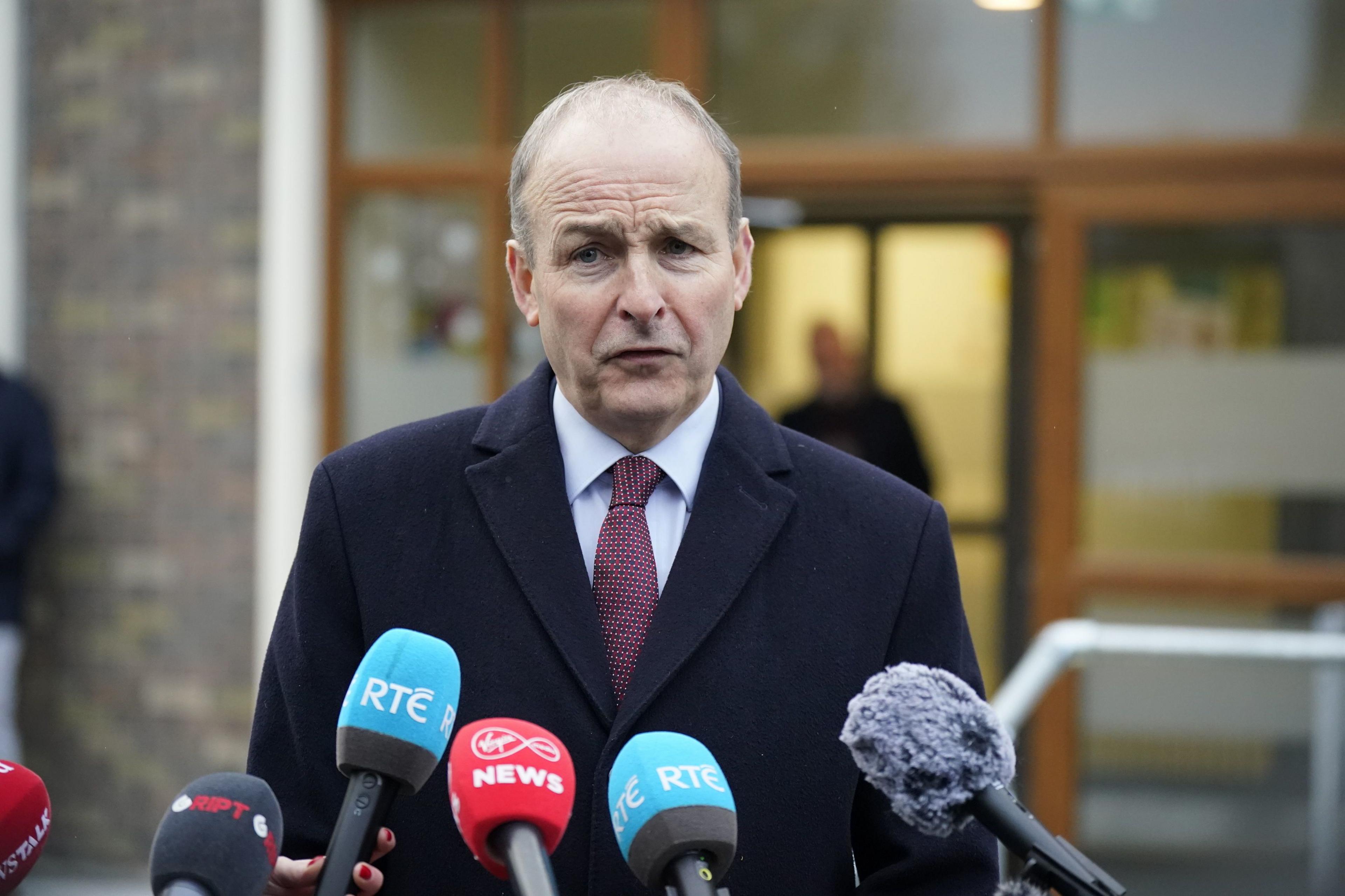 Tanaiste Micheál Martin speaking to the media