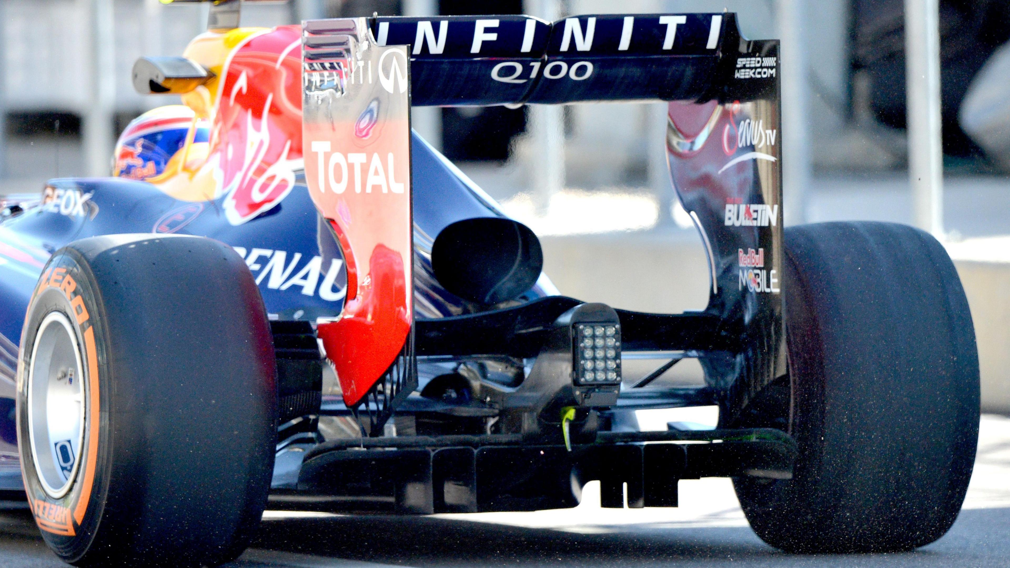 A close-up image of the rear of Mark Webber's Red Bull-Renault at the 2013 United States Grand Prix