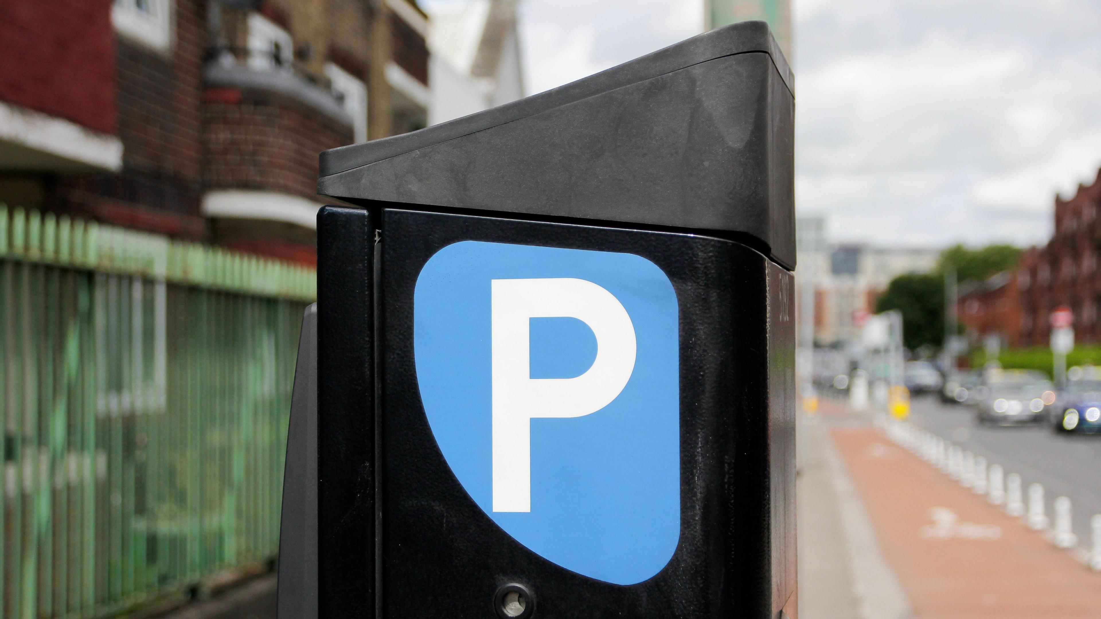 An on street parking meter