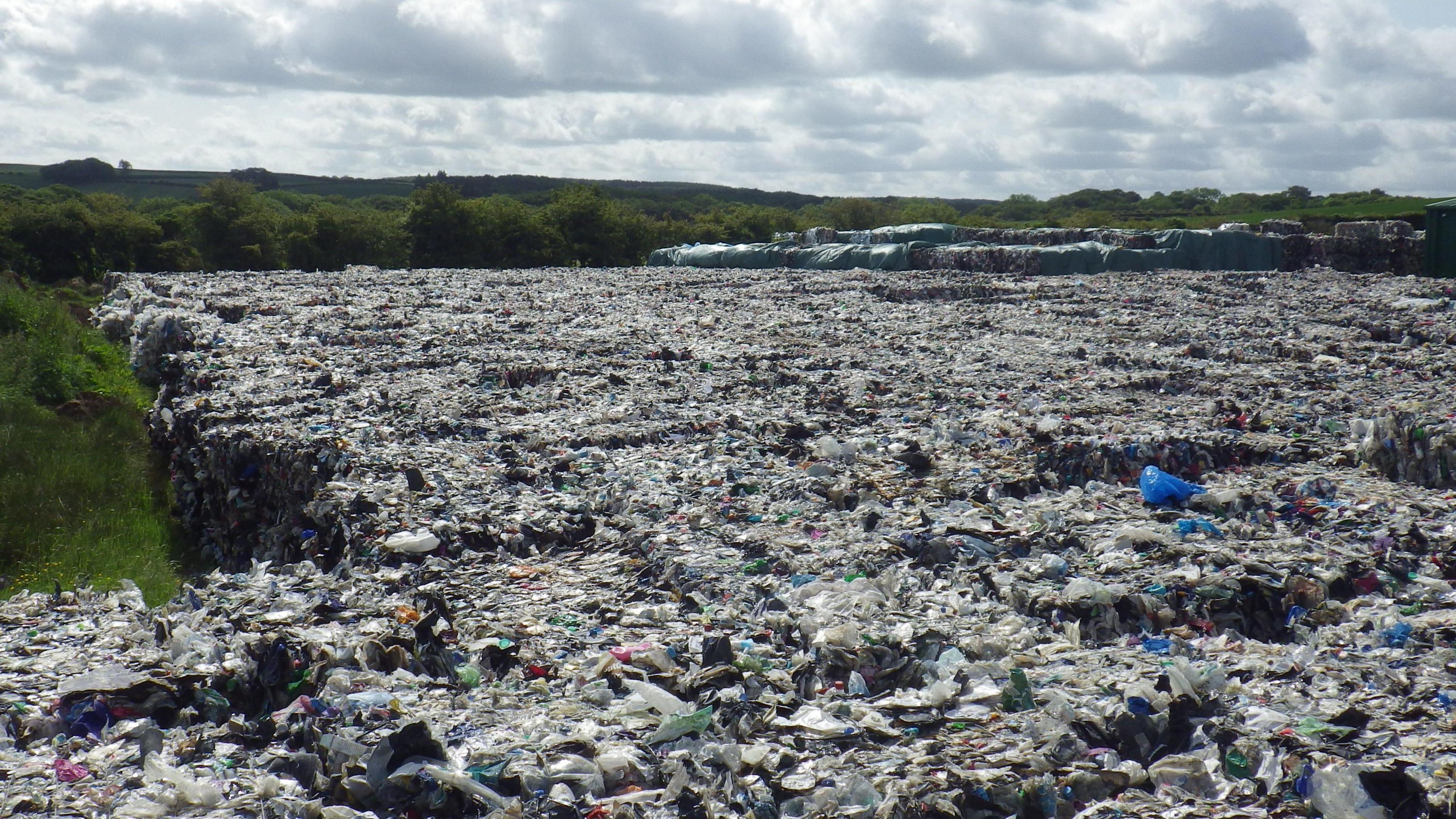 Bales of plastic stored at Greenology in Liverton 