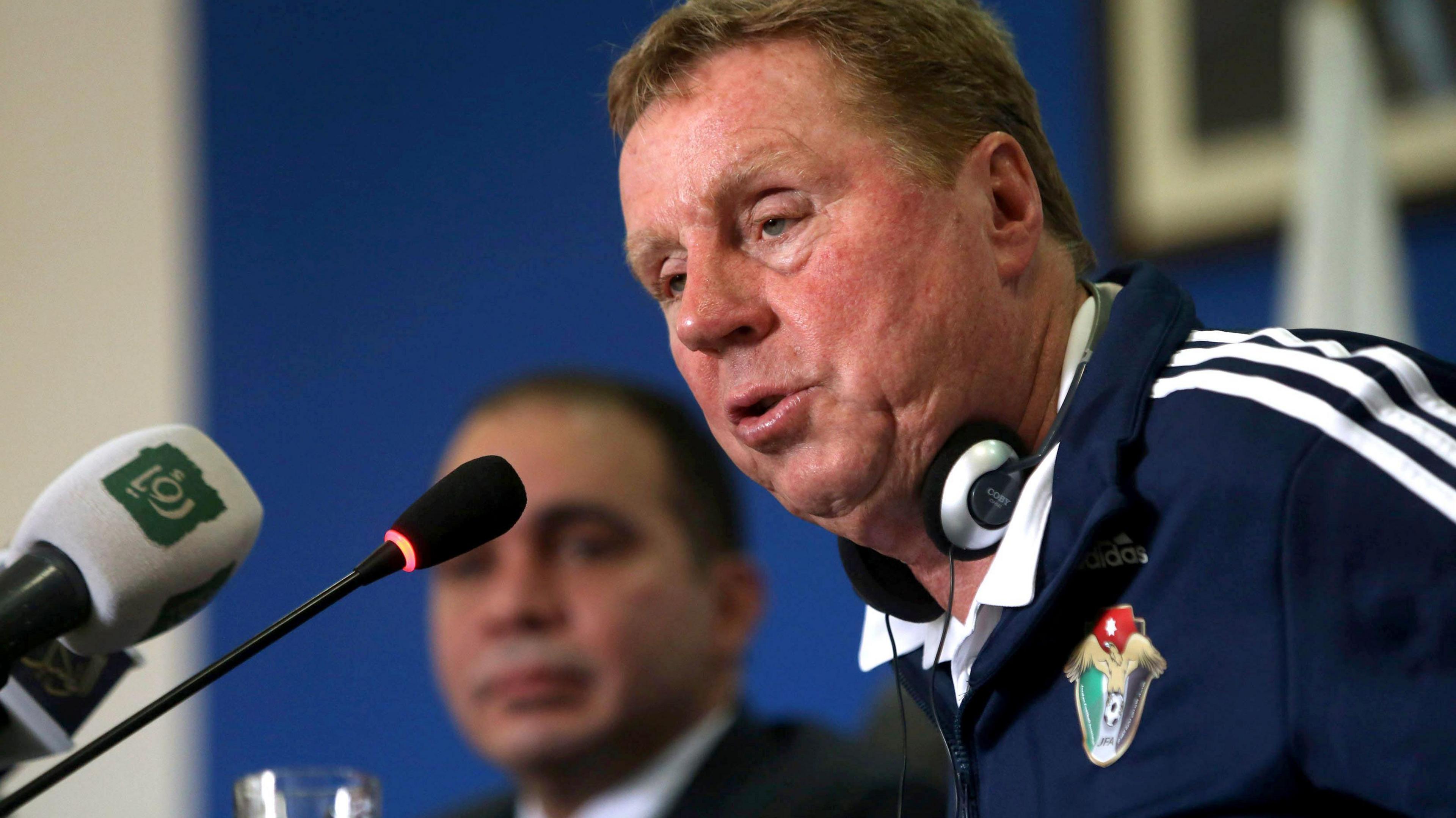 Harry Redknapp speaks at a press conference during his time in charge of Jordan