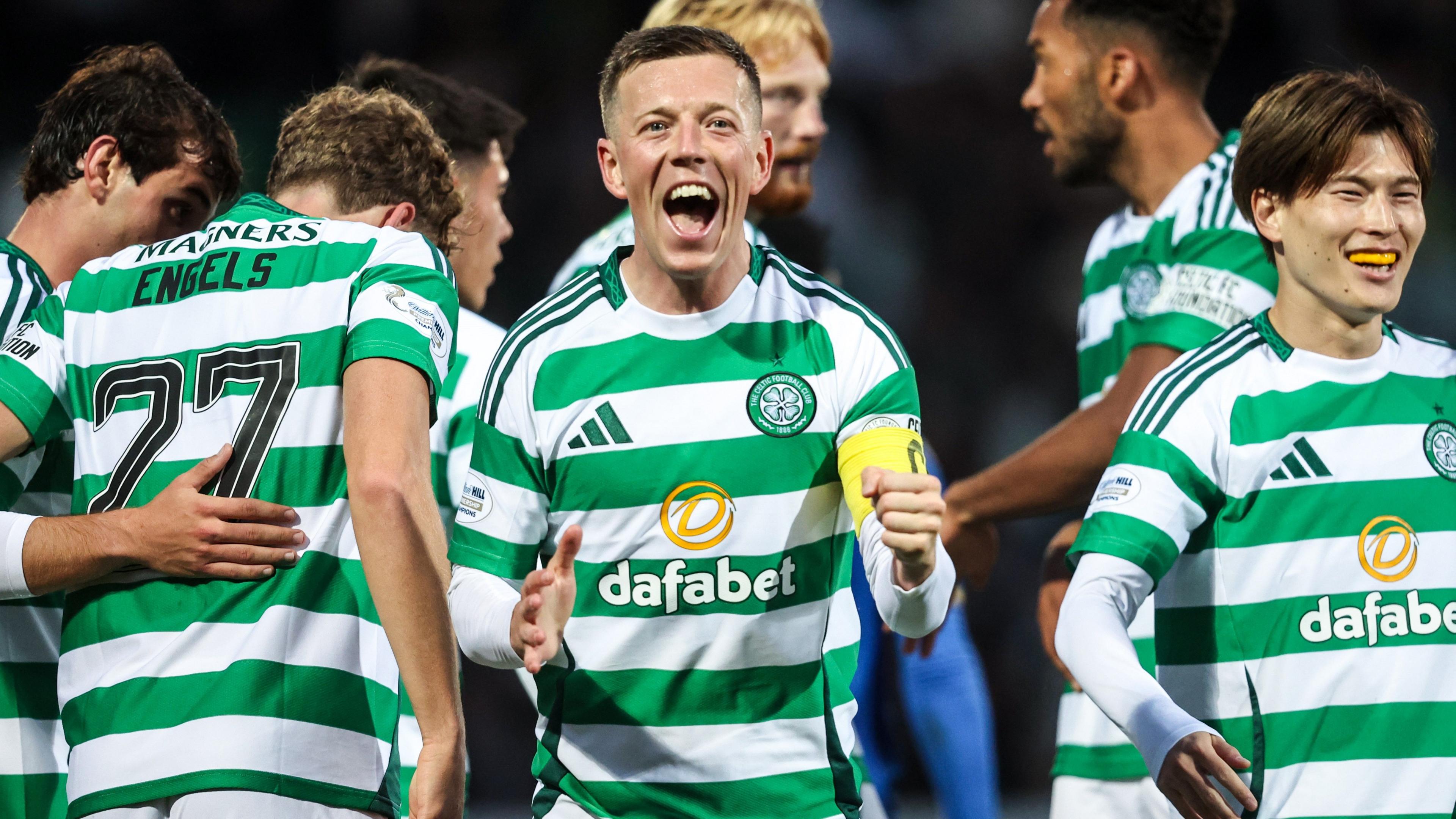 Celtic players celebrating