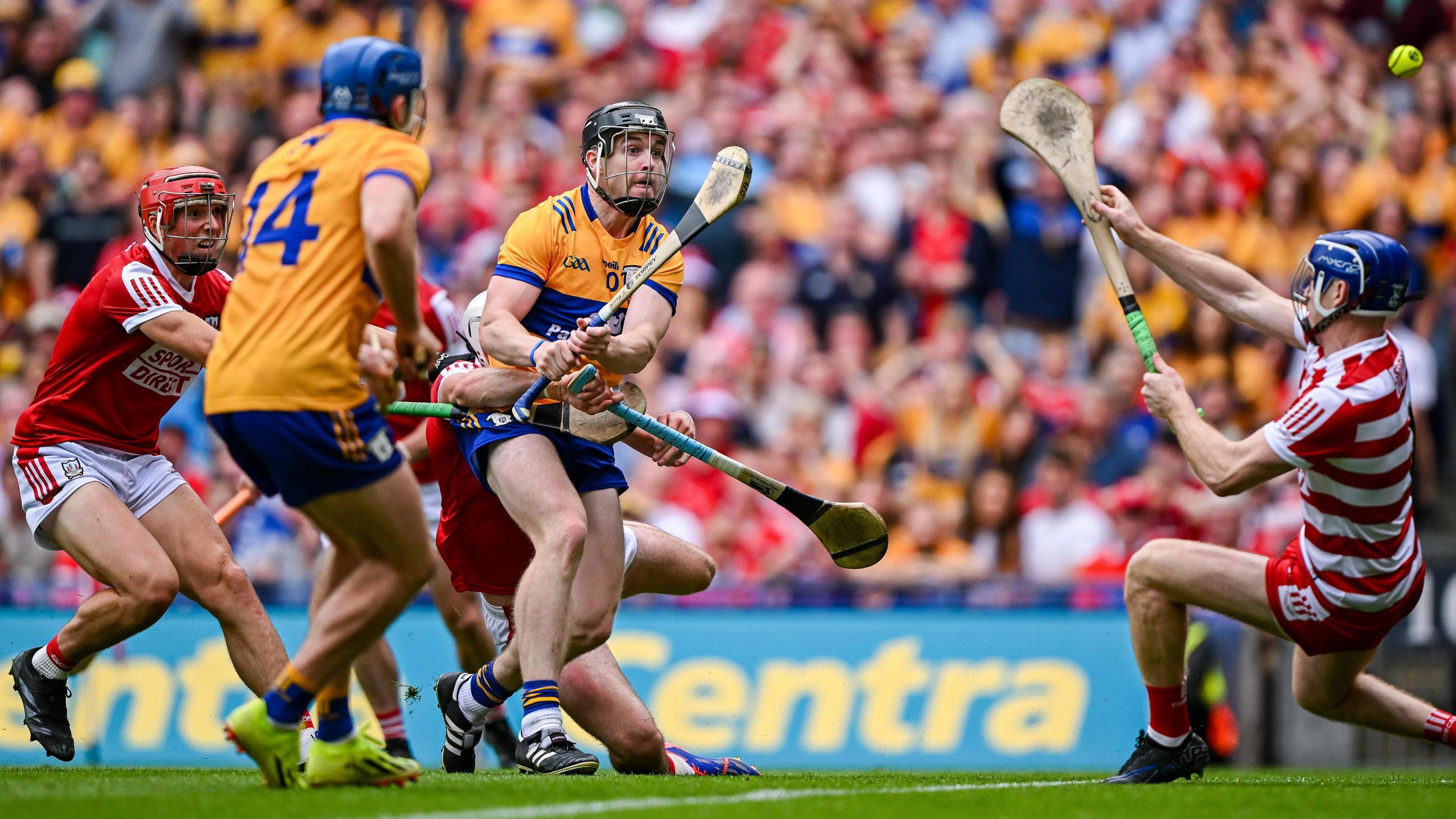 Tony Kelly lofts in Clare's third goal at Croke Park