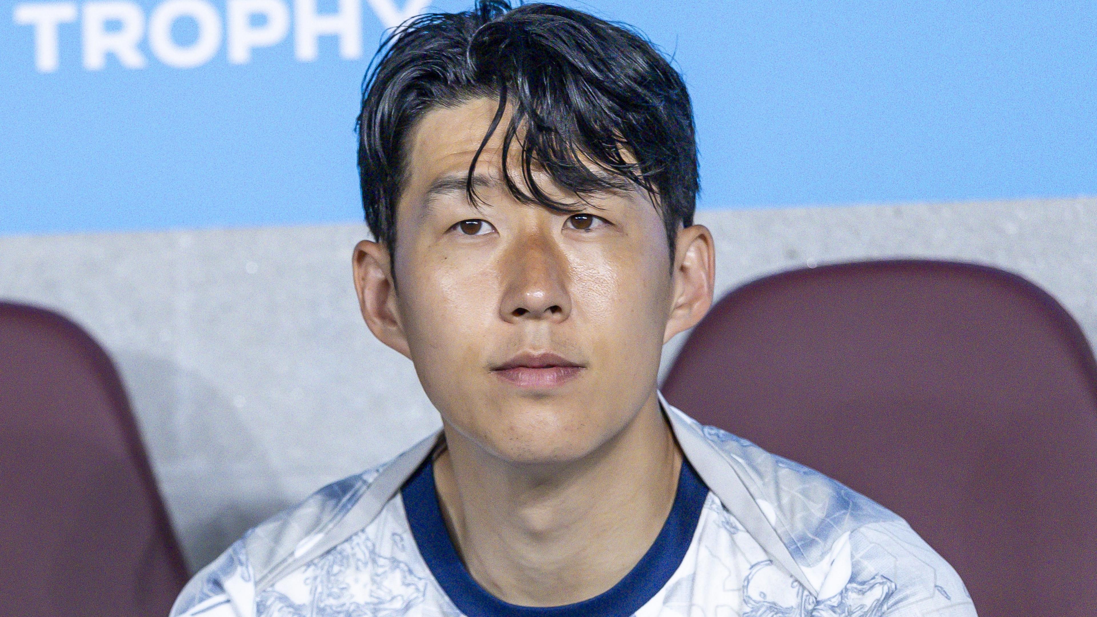 Son Heung-min watches on during Tottenham's pre-season victory over Arsenal