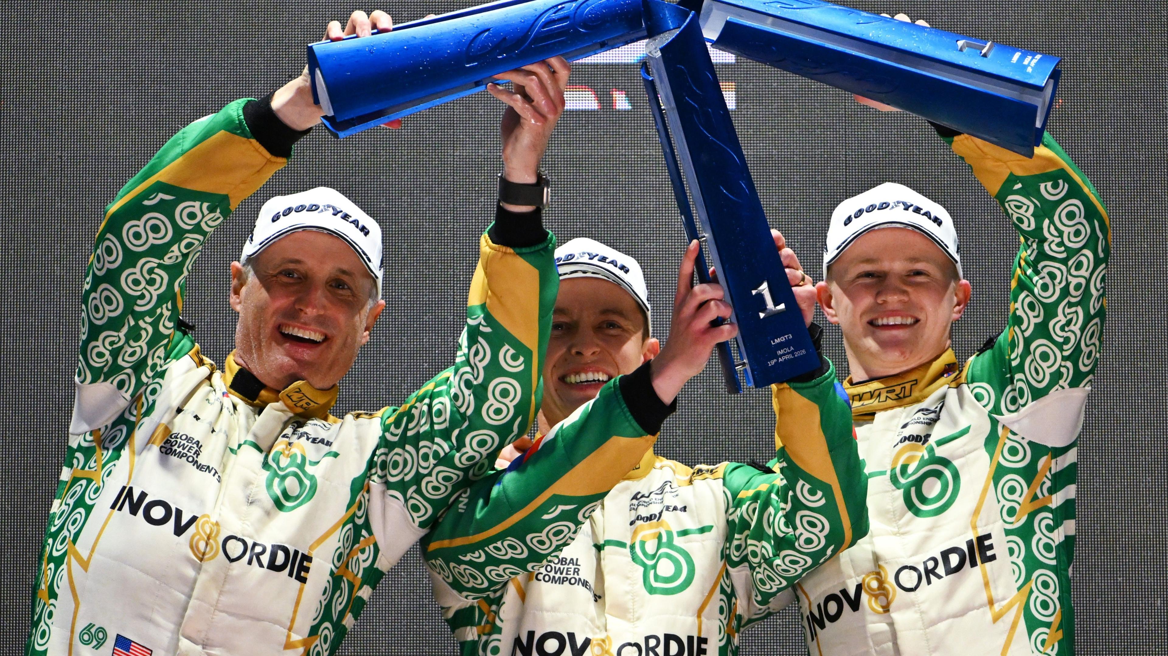 Dan Harper, Anthony McIntosh and Parker Thompson won the season-opening race at Imola