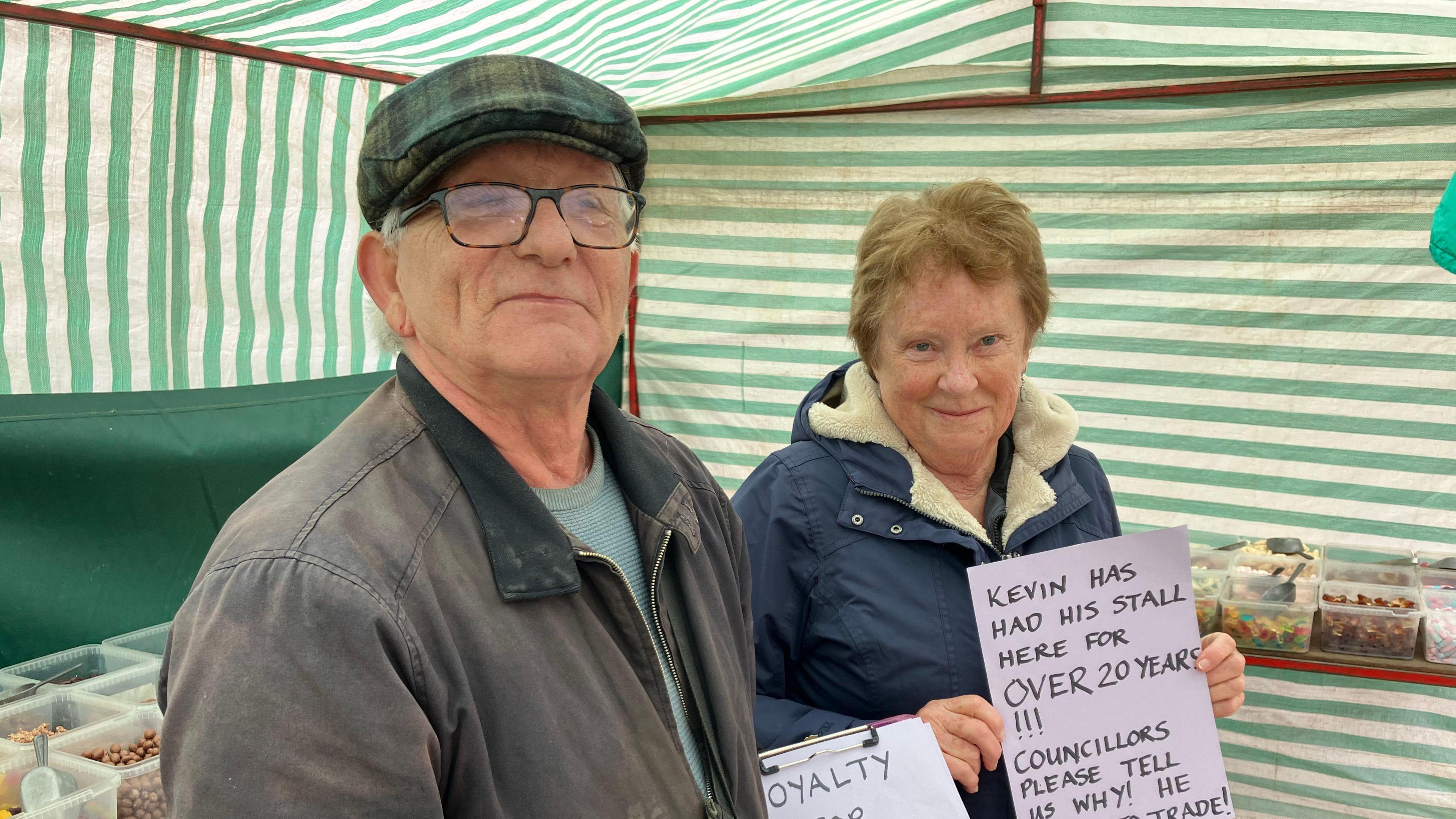 Kevin Hilliard with supporters at his sweet stall