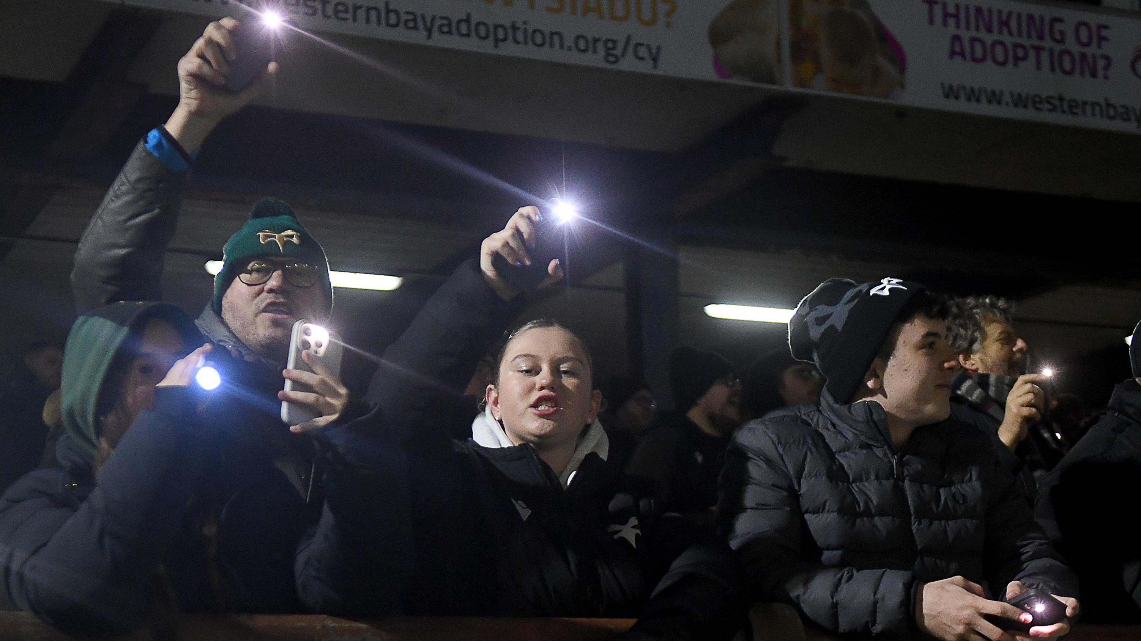 Ospreys fans protest against the owners Y11 Sport and Media and Welsh Rugby Union 