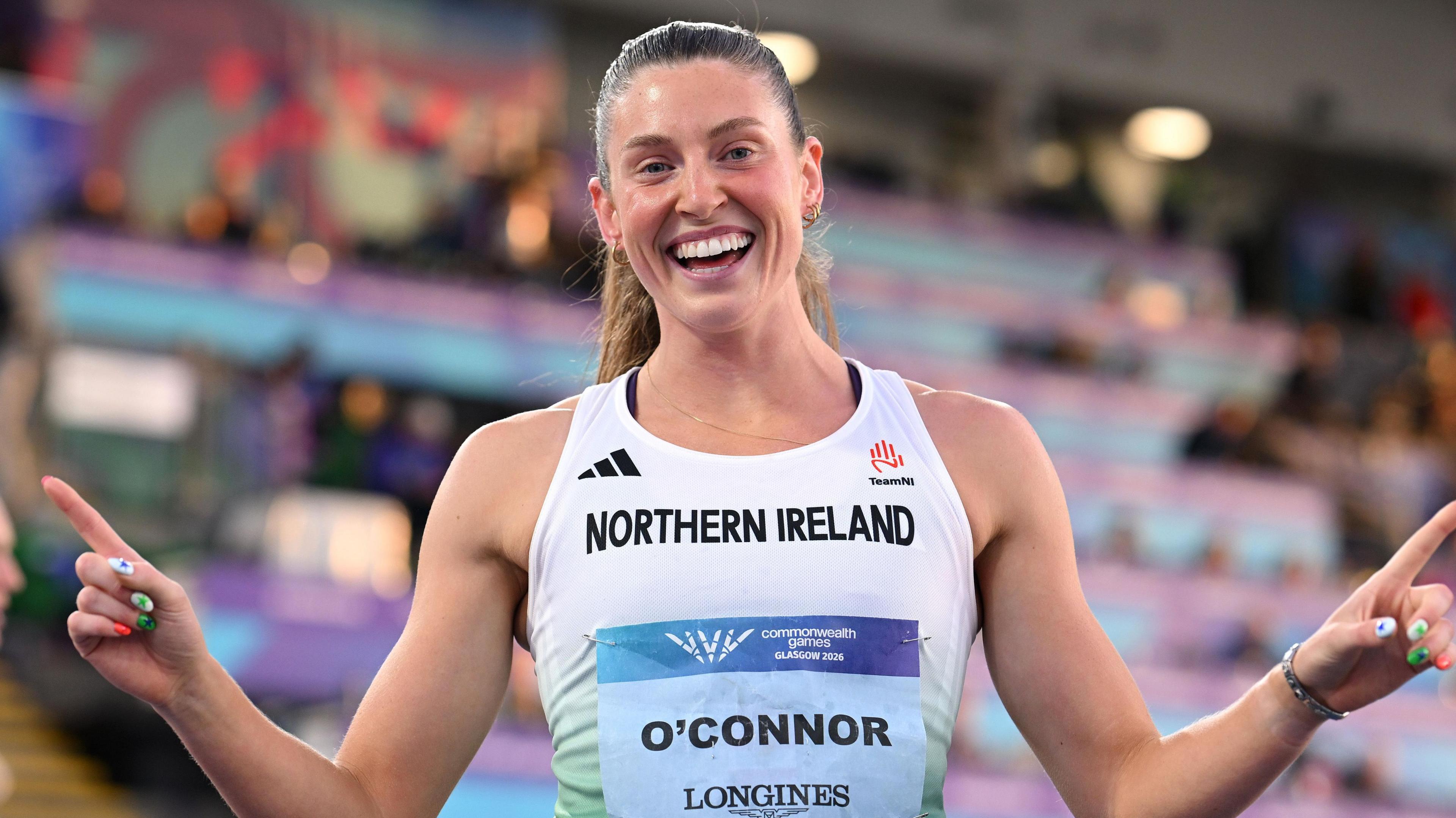 Kate O'Connor celebrates her gold medal