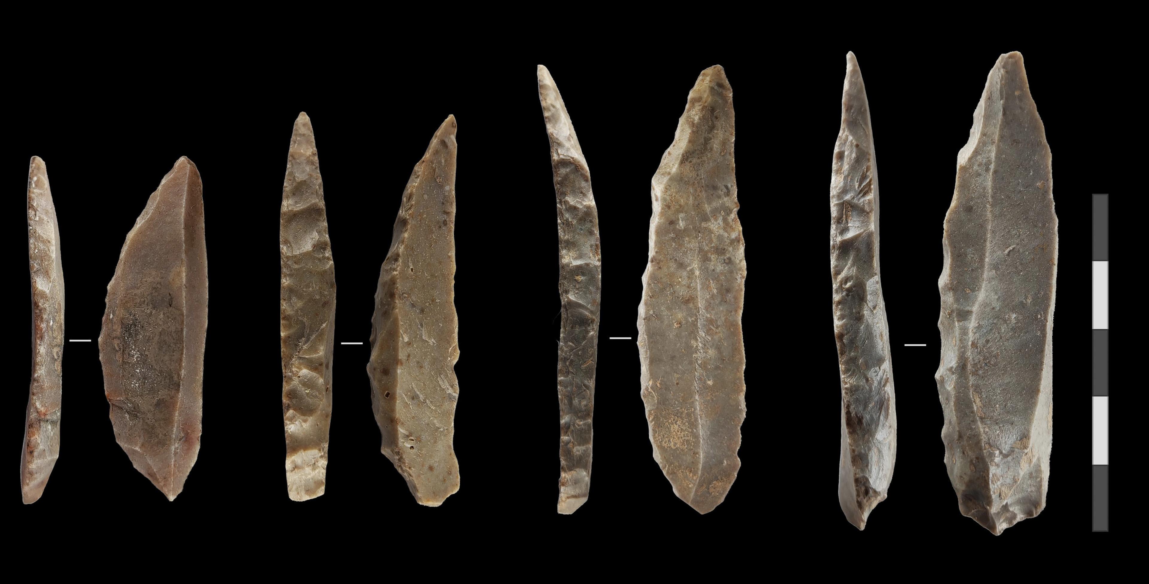 Stone spear heads and knives