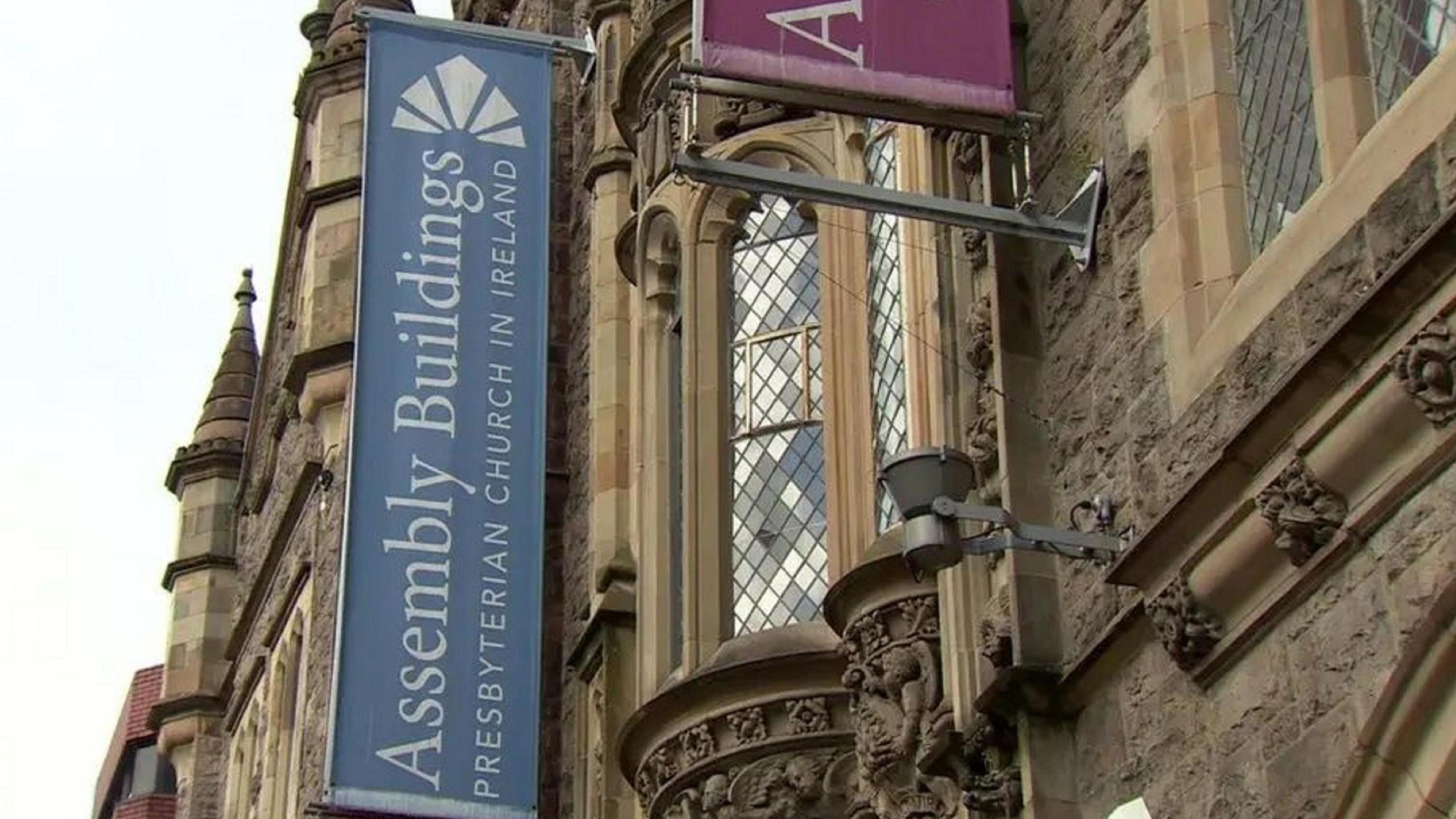 The picture shows the outside of the Presbyterian Church's Assembly Buildings