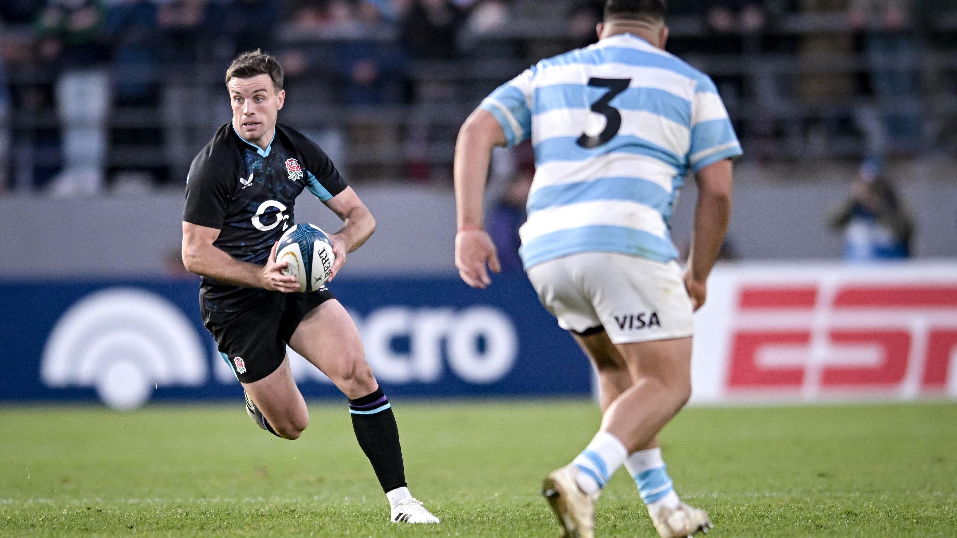 George Ford runs with the ball against Argentina