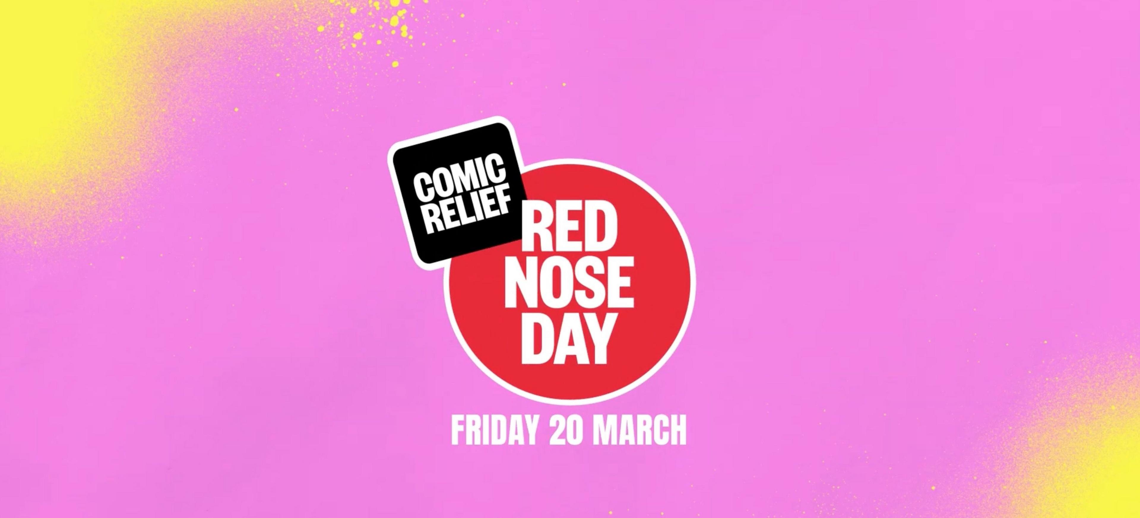 Red nose day logo showing the date of 20 March. 
