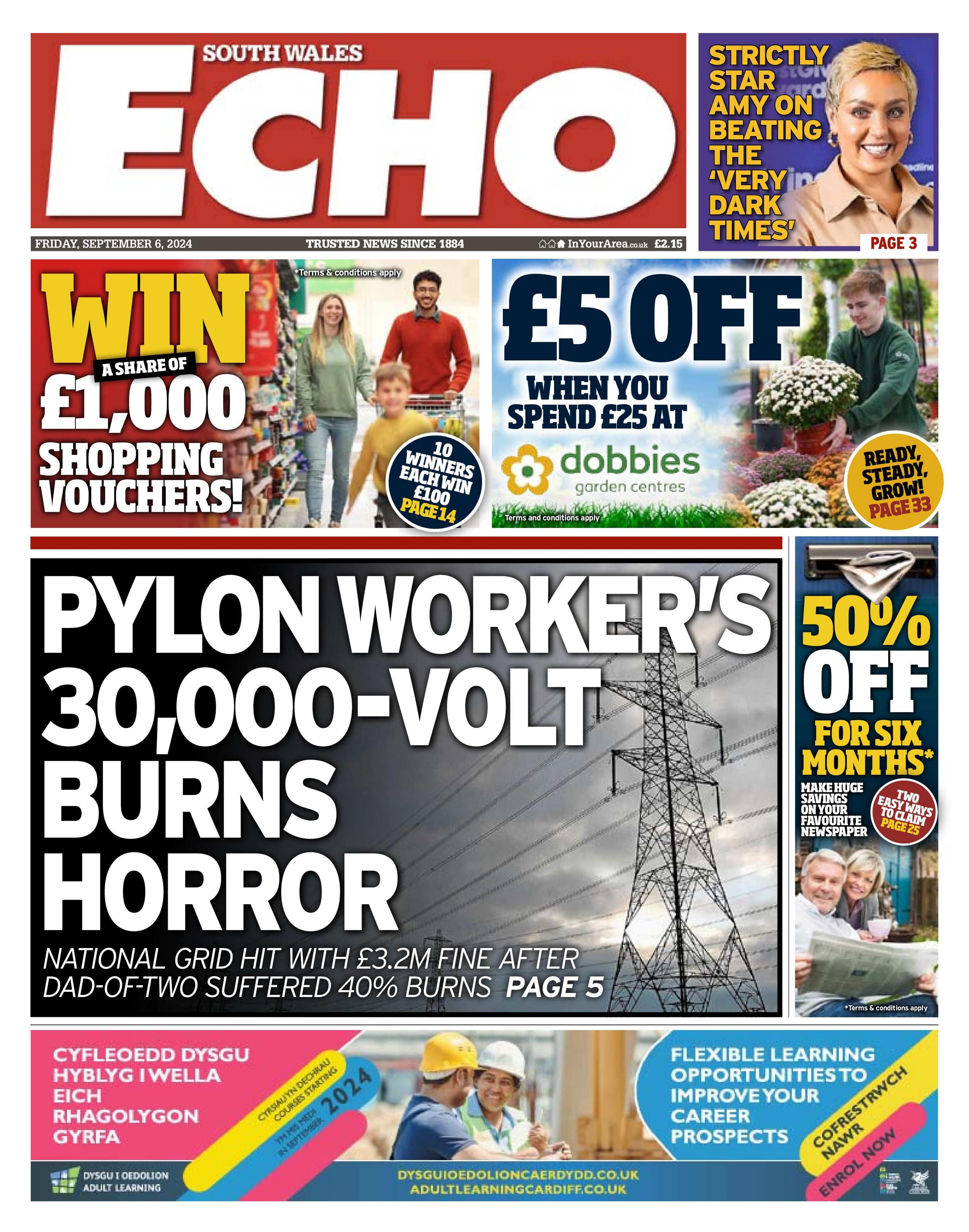 Front page of South Wales Echo