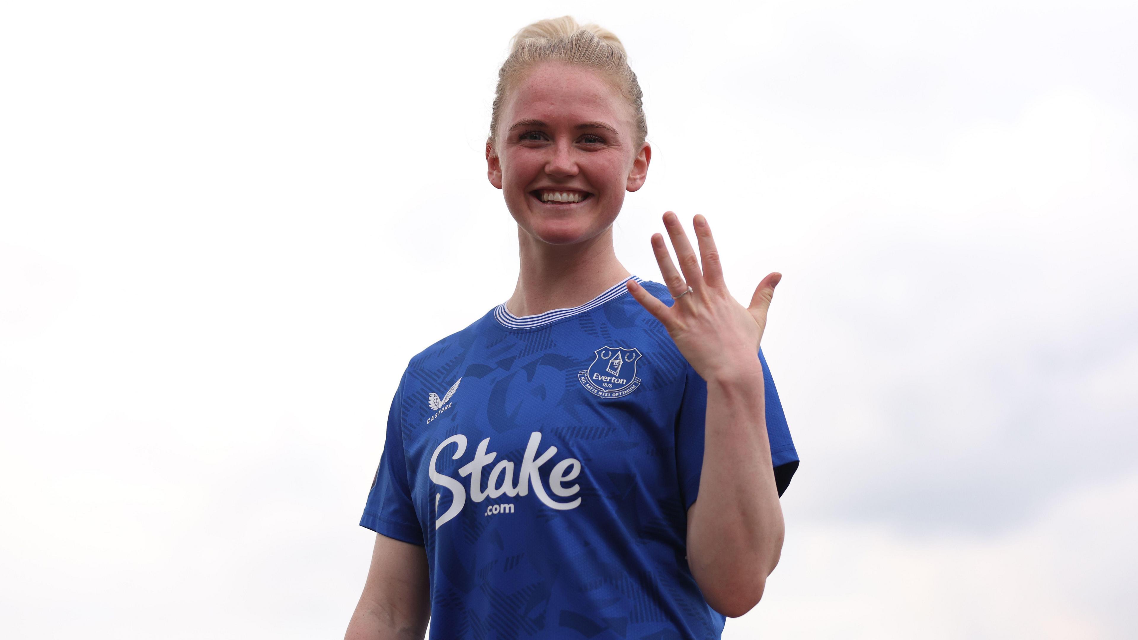 Rikke Madsen poses with her engagement ring