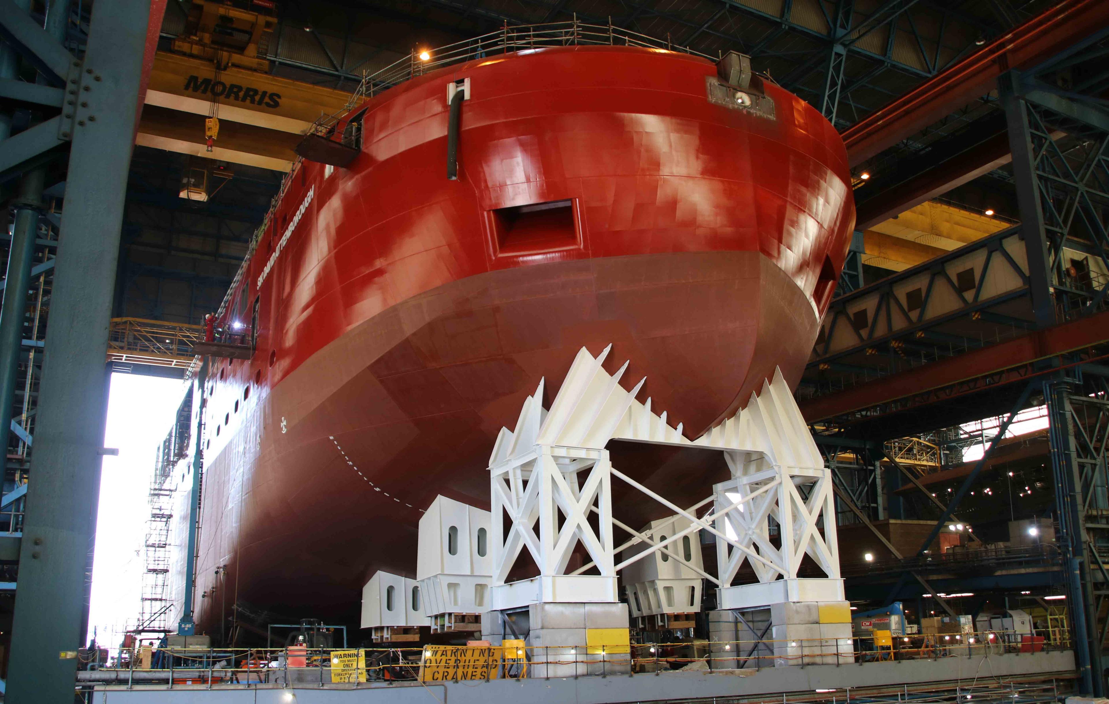 The hull of the ship in the building yard