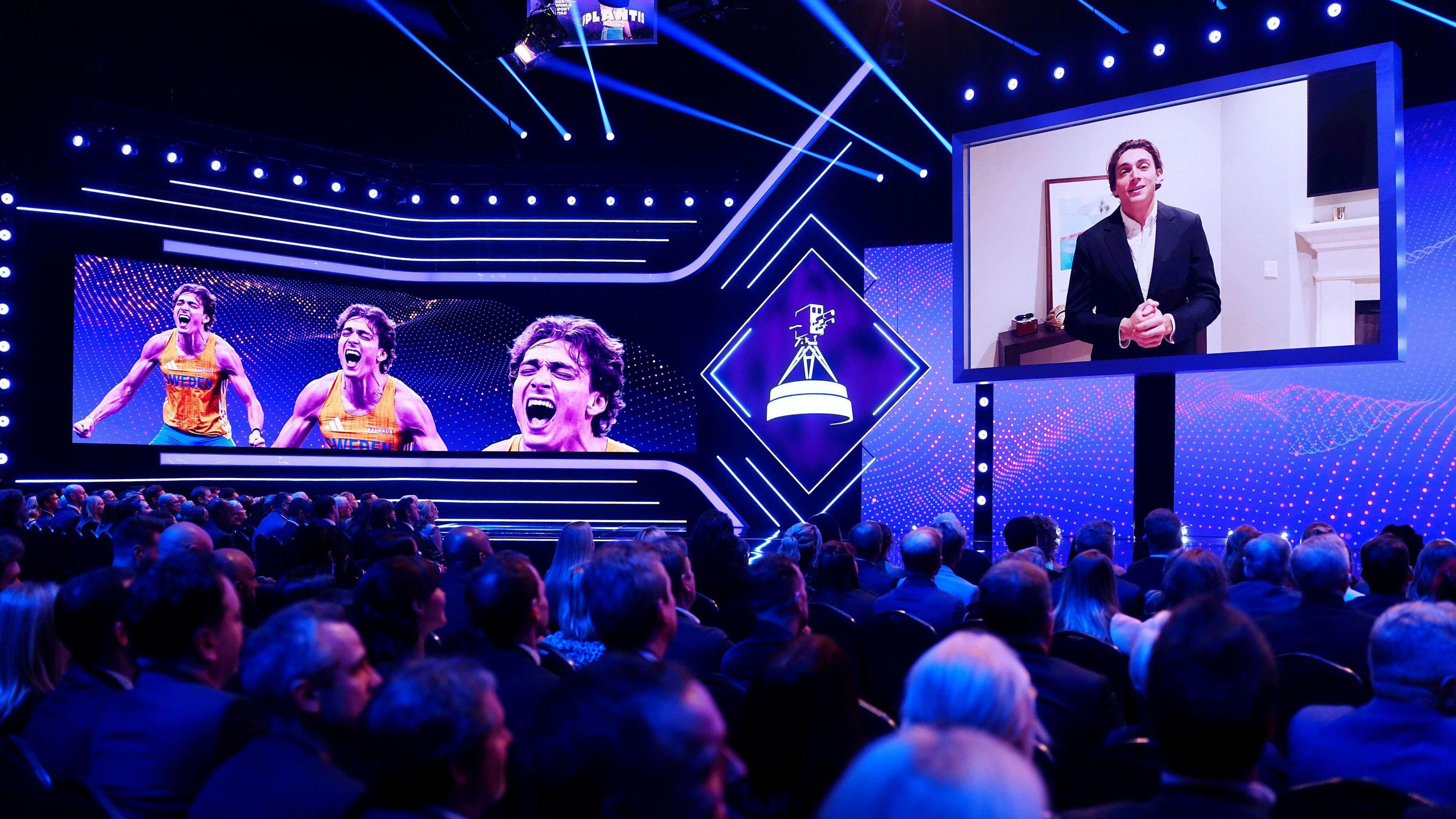 Armand Duplantis on screen at Sports Personality show