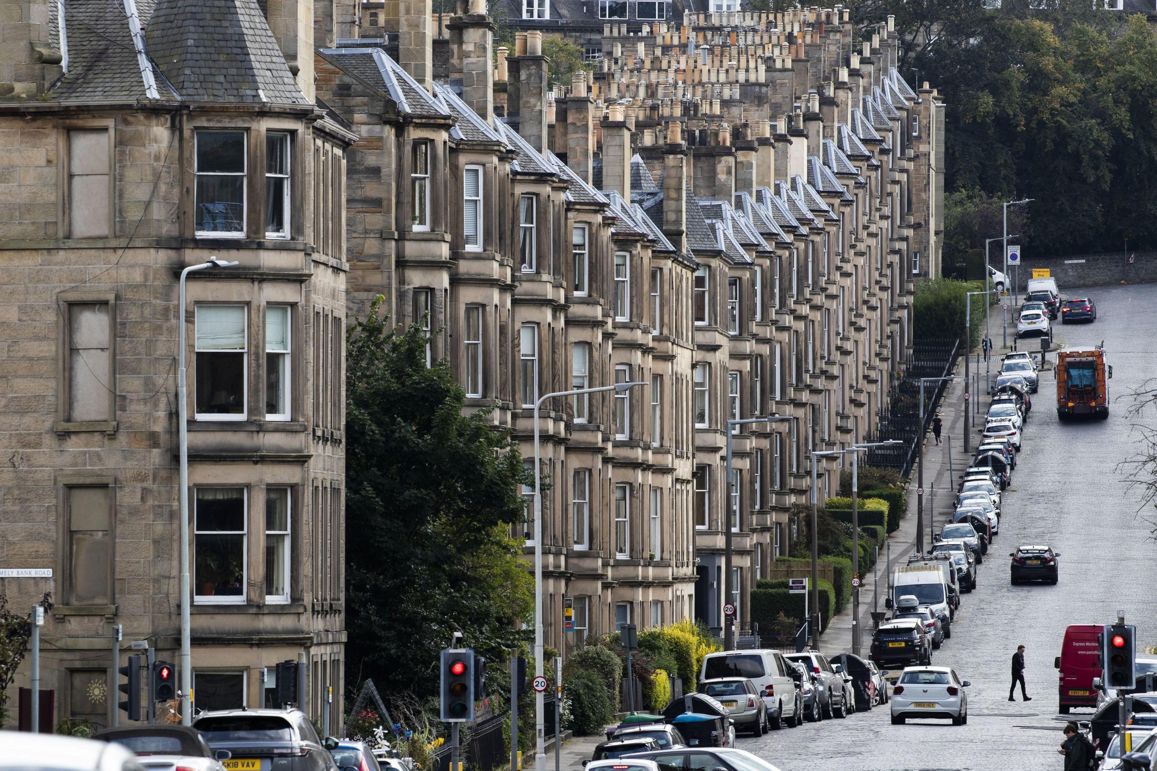 A view of traditional tenement flats in Edinburgh