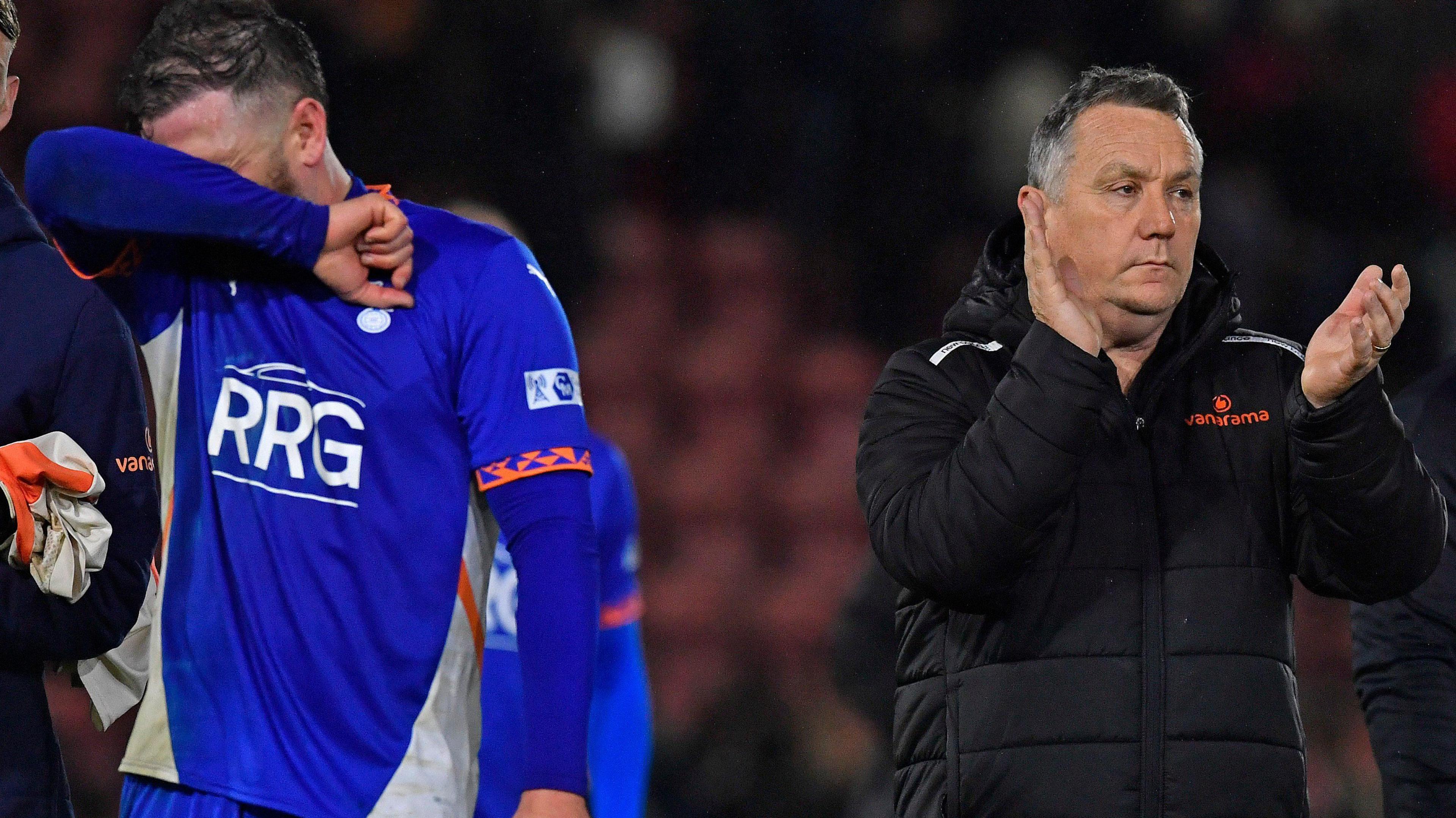 Oldham manager Micky Mellon after his team's defeat