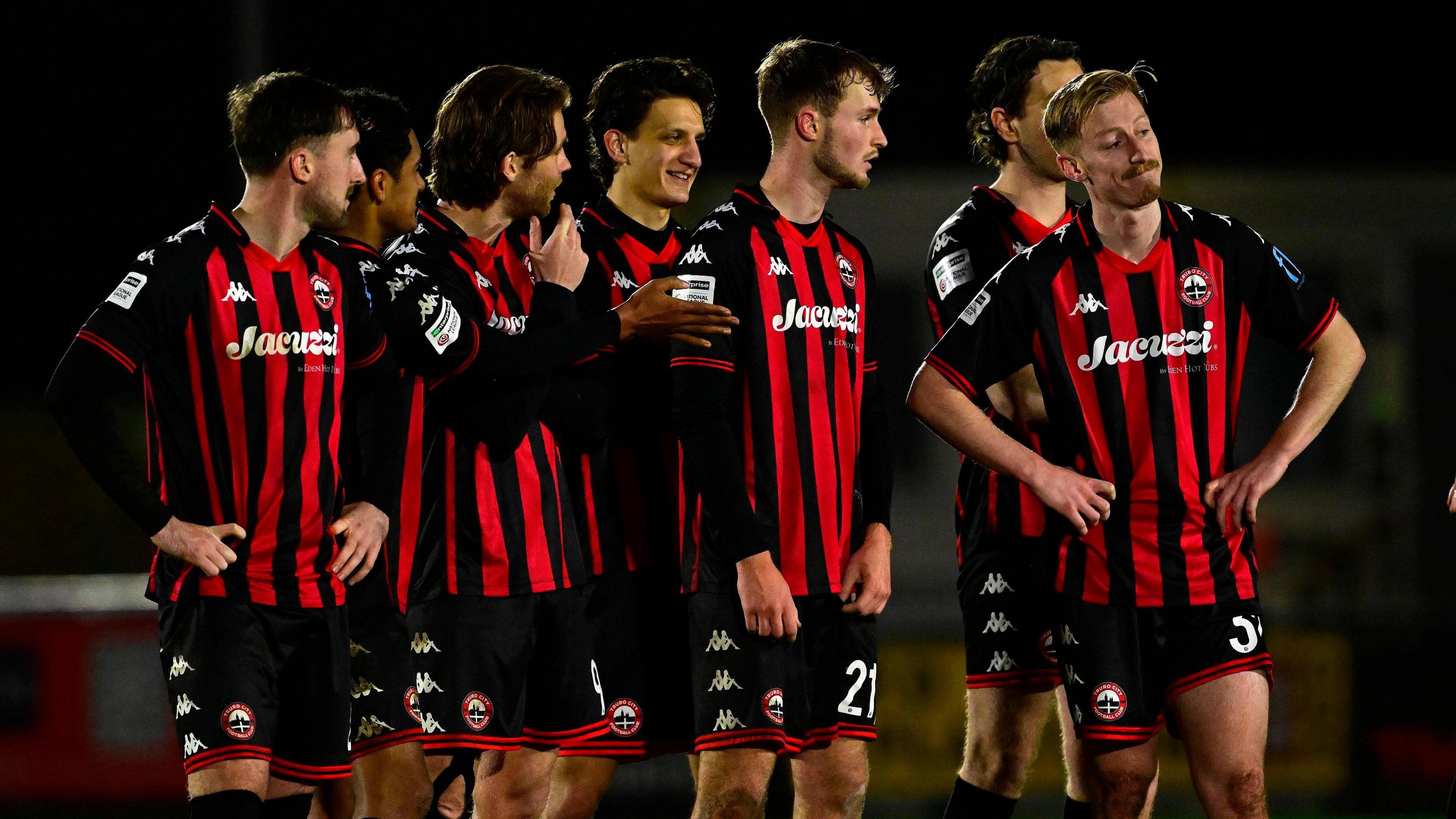Truro City's players at the penalty shootout