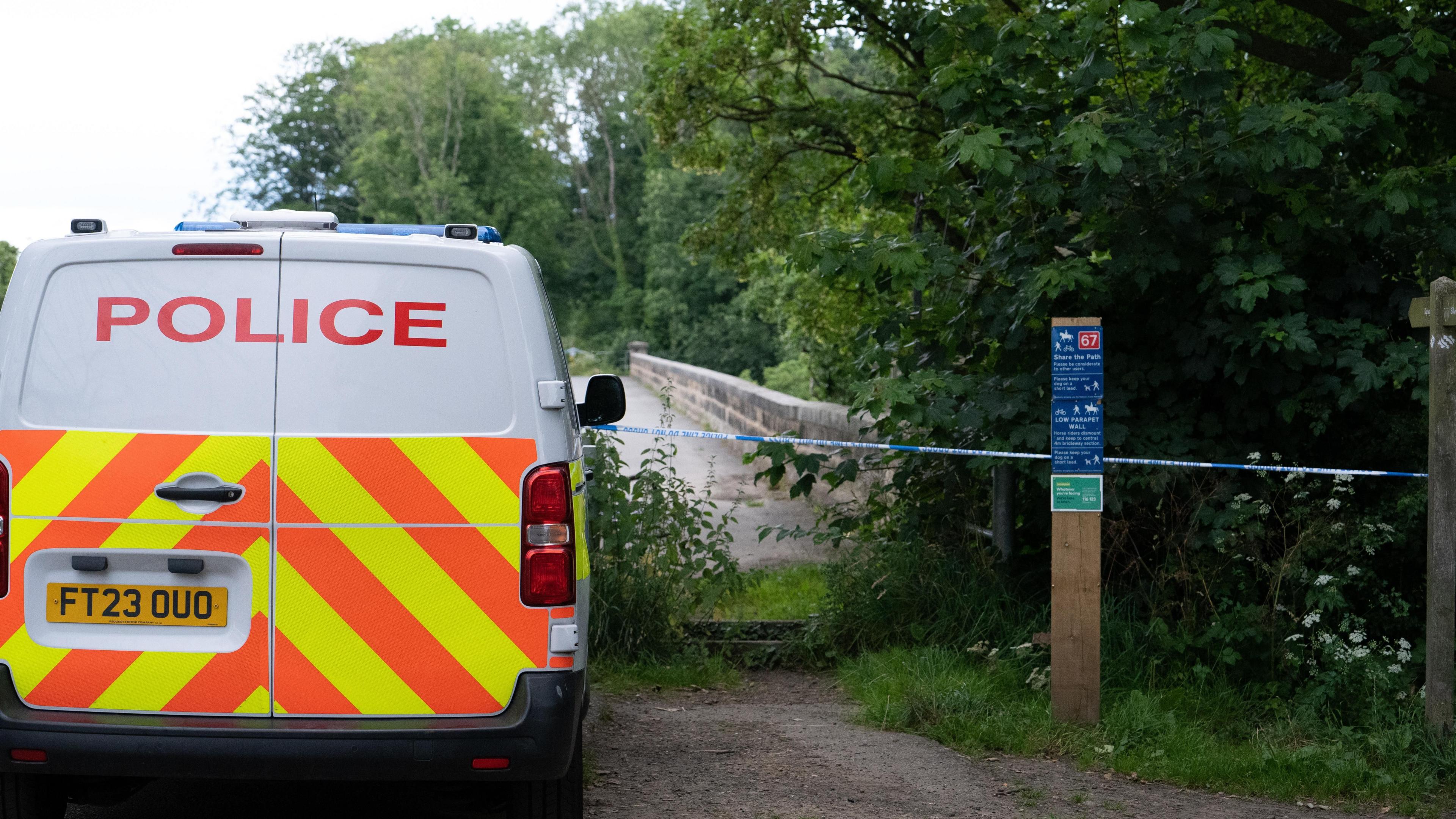 A police vehicle at the scene of the attack