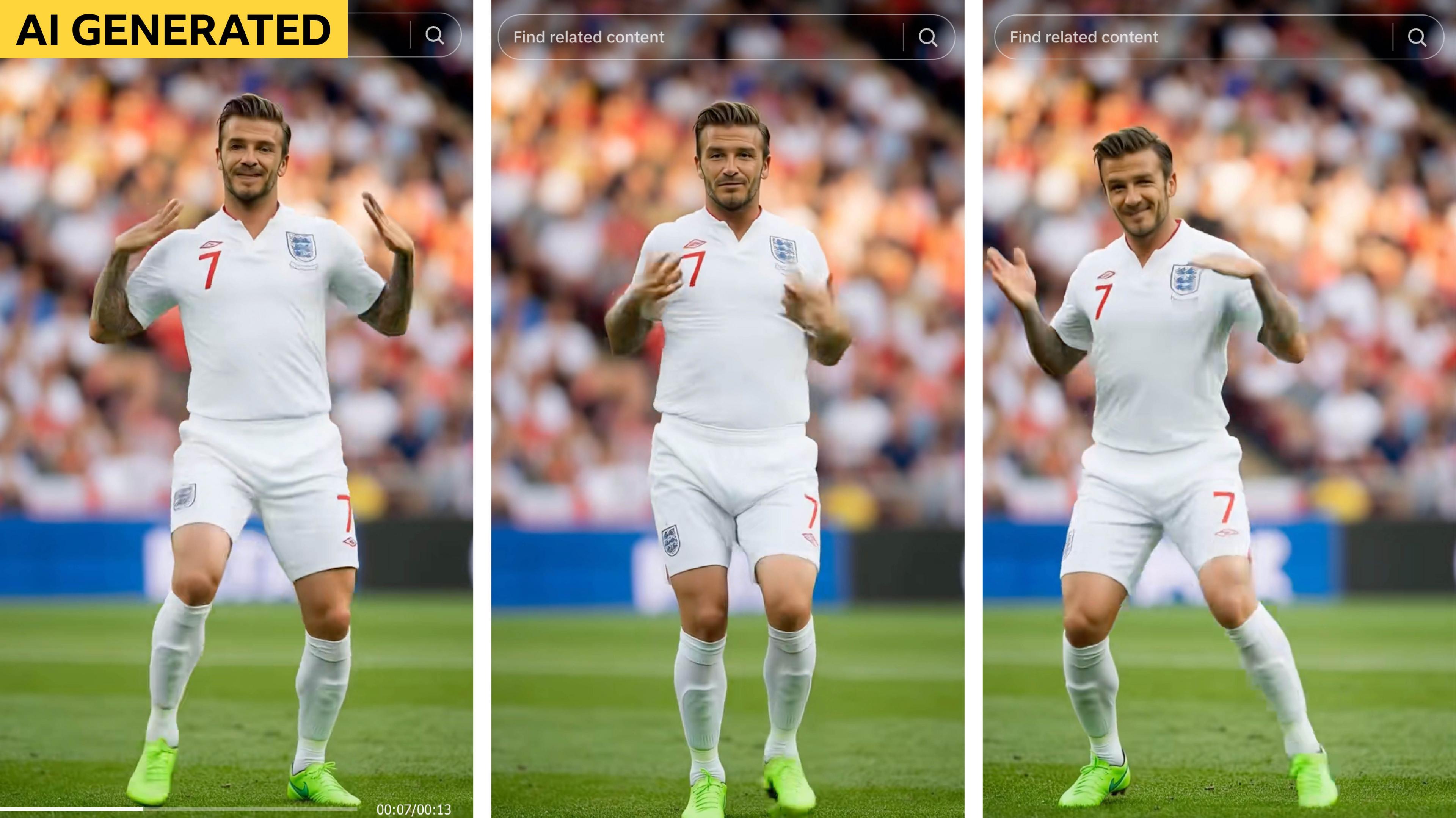 An AI-generated image of David Beckham in an England kit