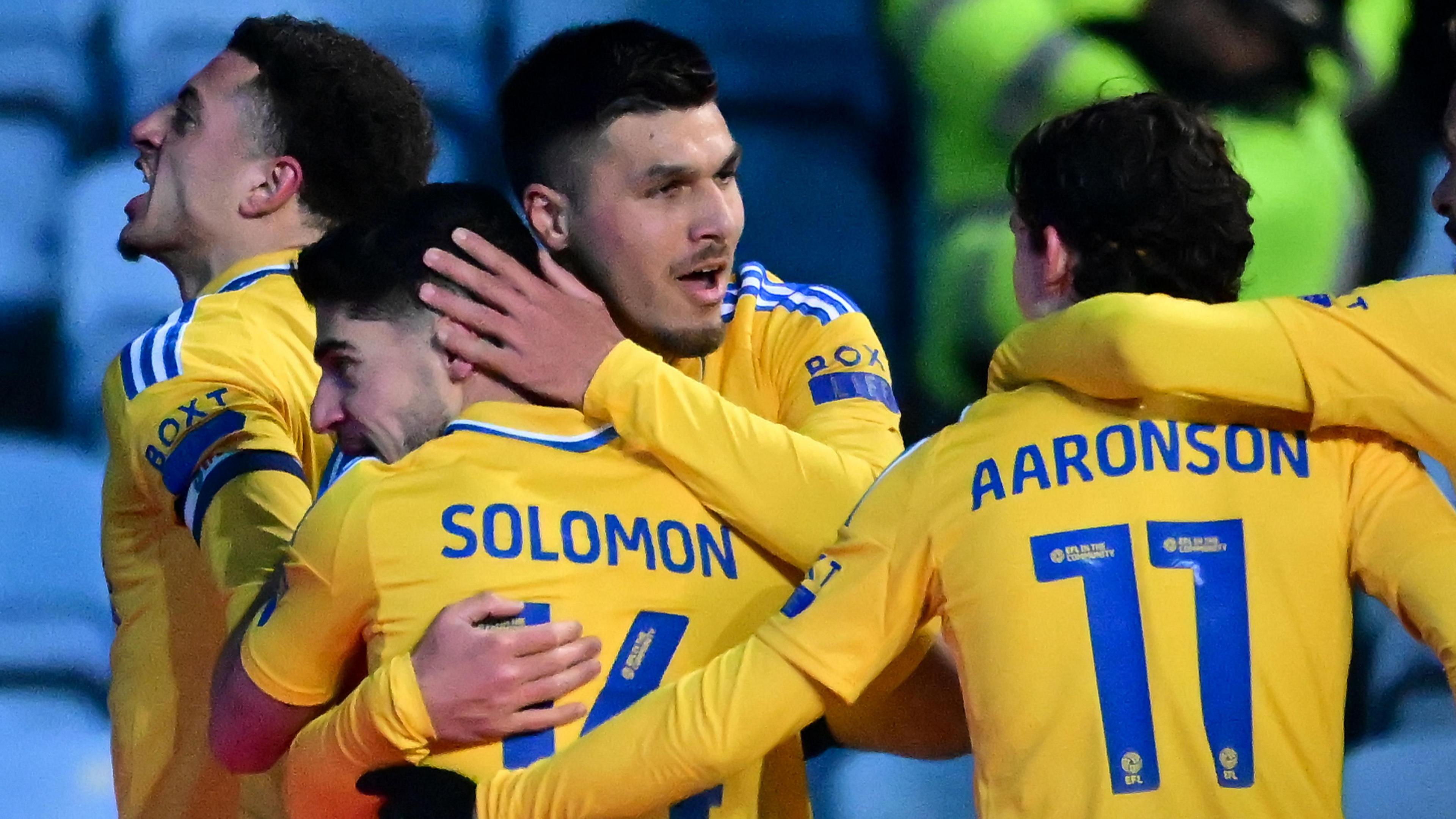 Joel Piroe celebrates his 13th league goal of the season for Leeds United 