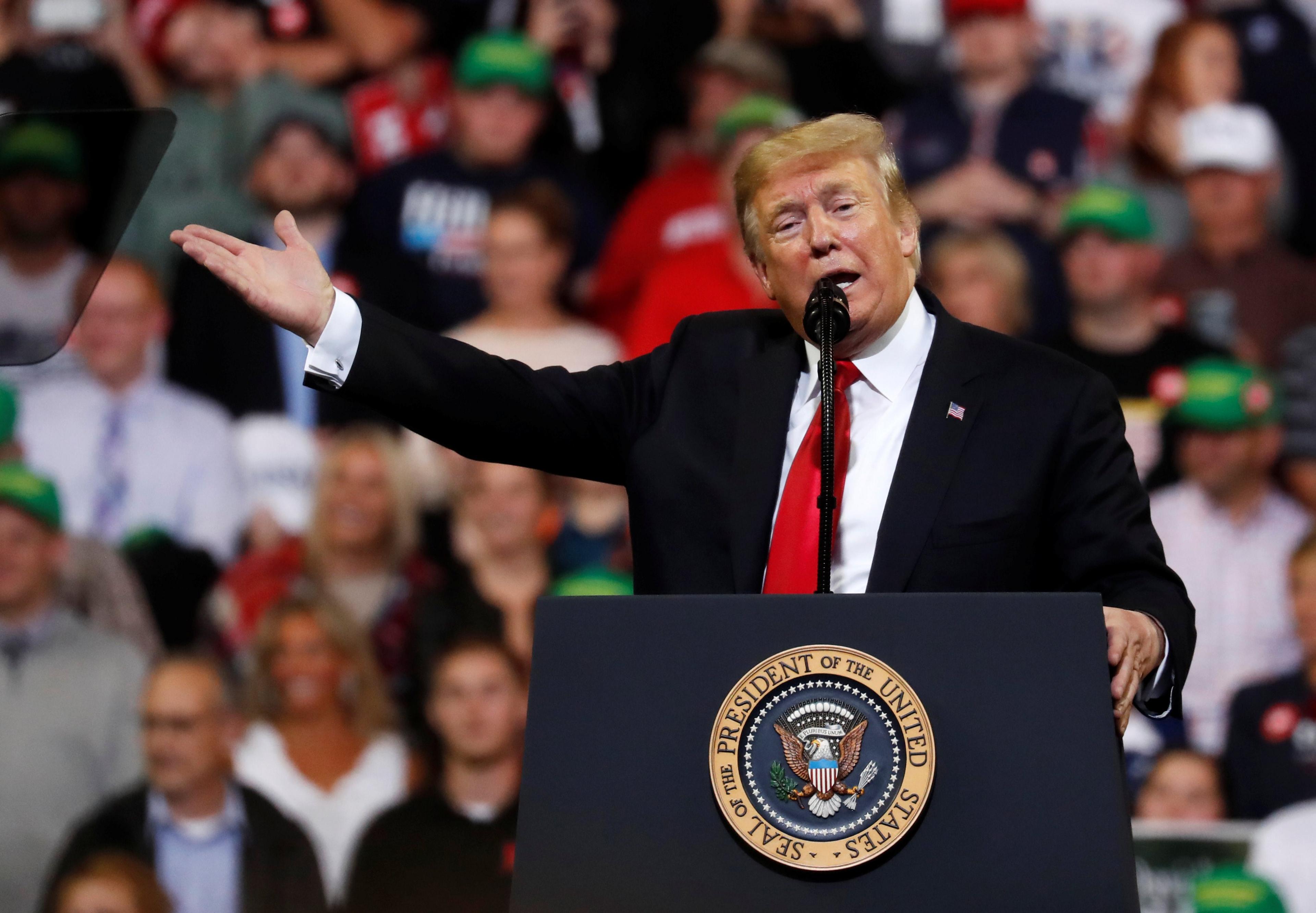 President Donald Trump at the Mid-America Center on 9 October 2018 in Council Bluffs. Iowa