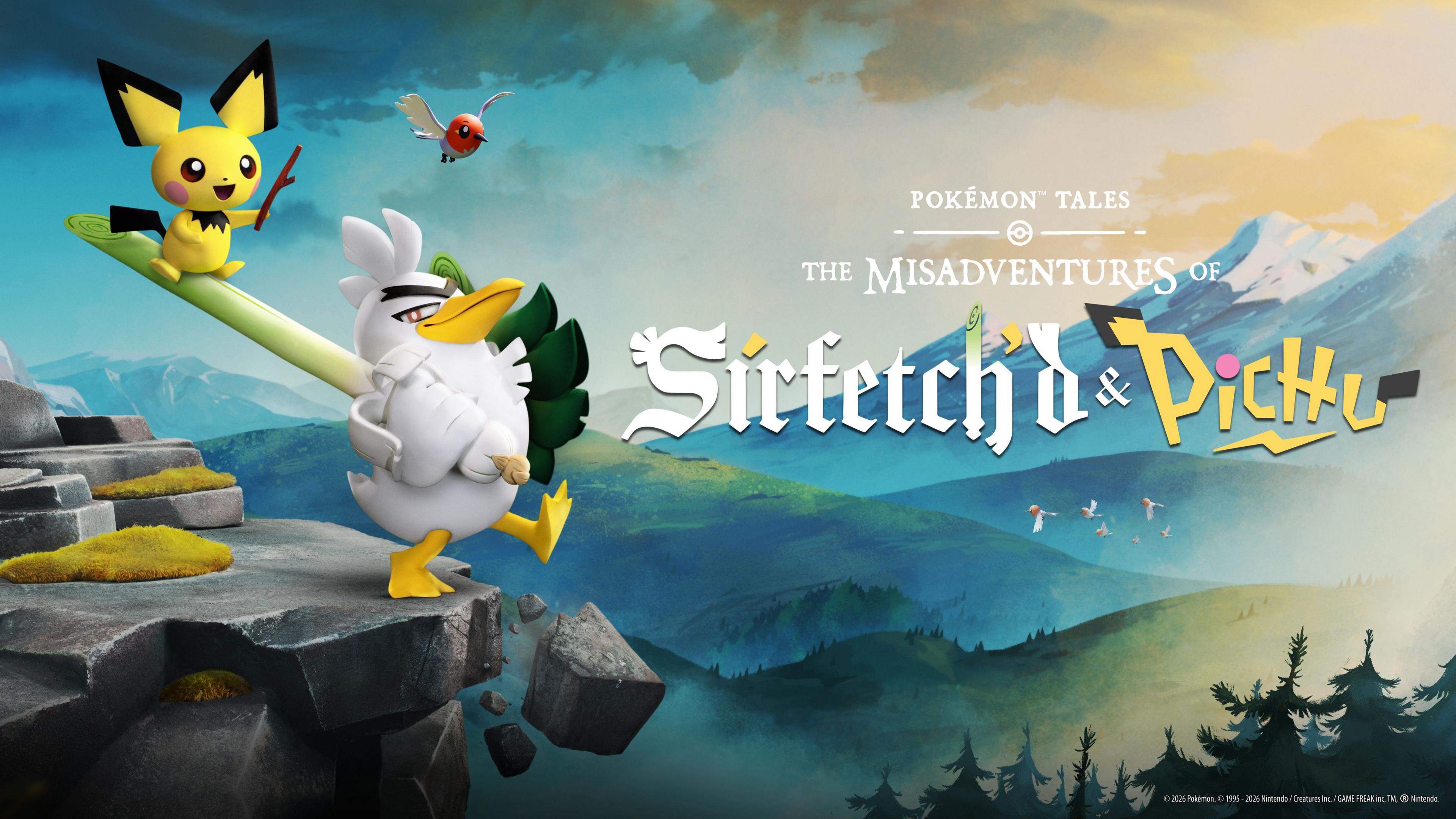 Artwork showing the two pokemon starring in The Misadventures of Sirfetch'd & Pichu.