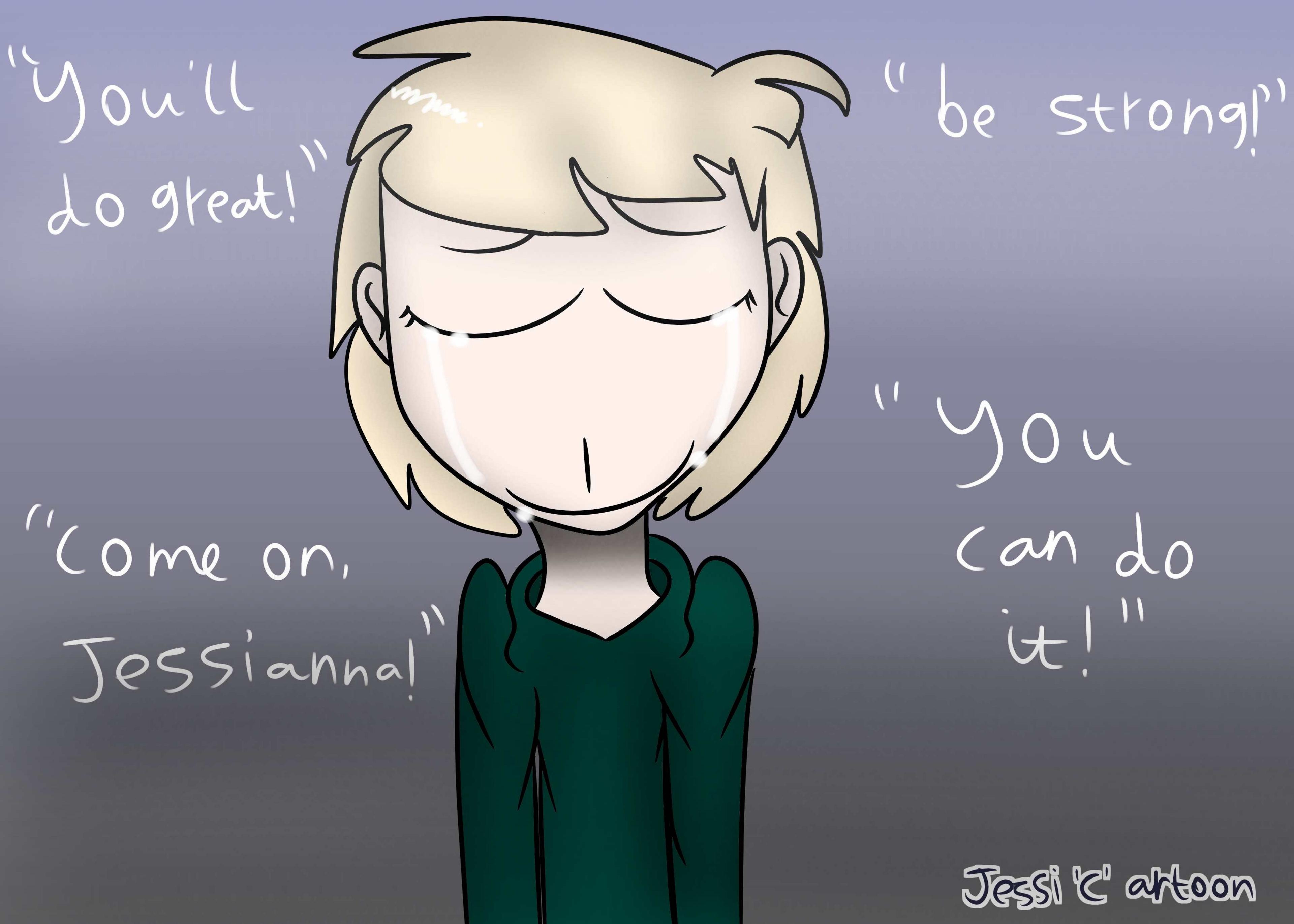 Cartoon image of girl with positive messages