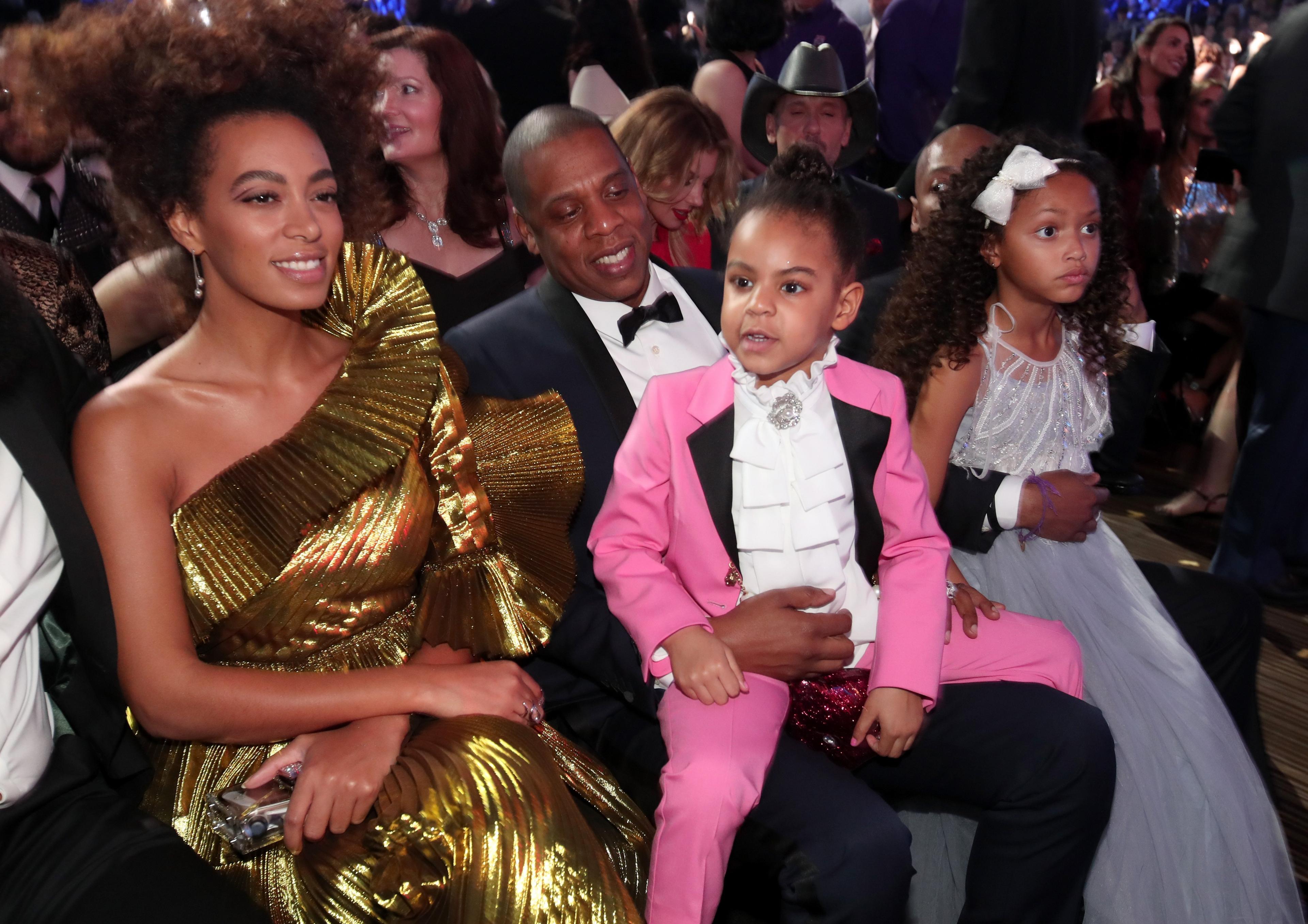 Blue Ivy with her Dad Jay-Z and auntie Solange