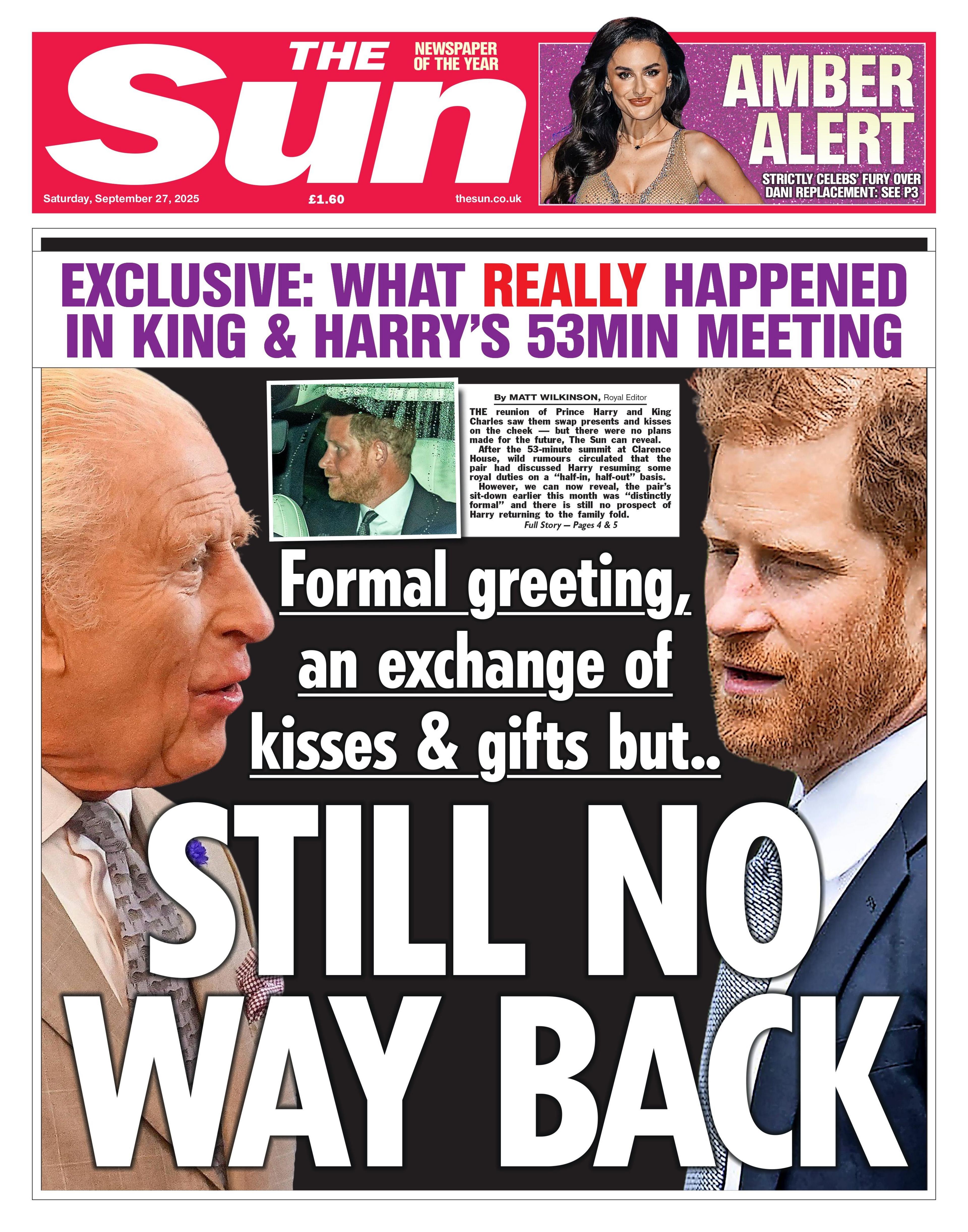The headline on the front page of the Sun reads: "Still no way back".