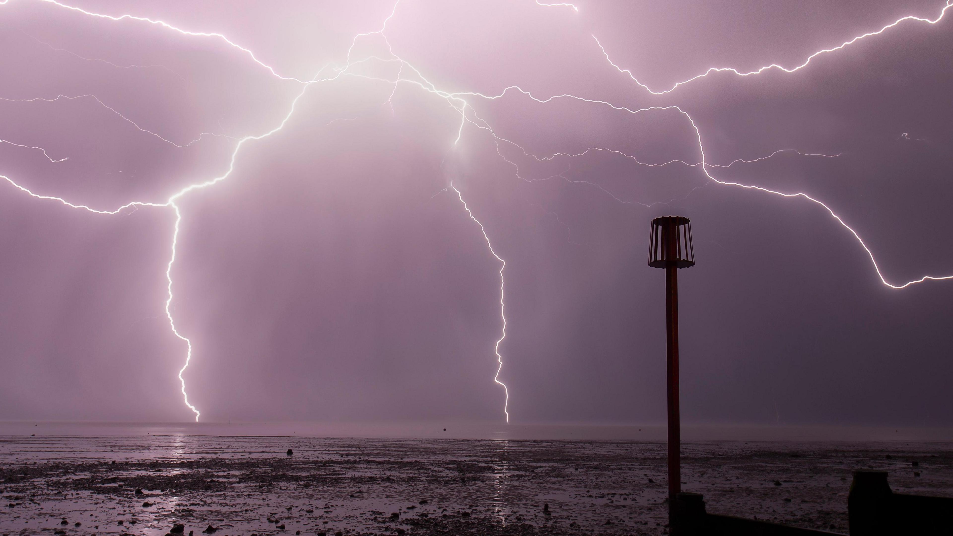 Lightning seen across Whitstable, Kent.