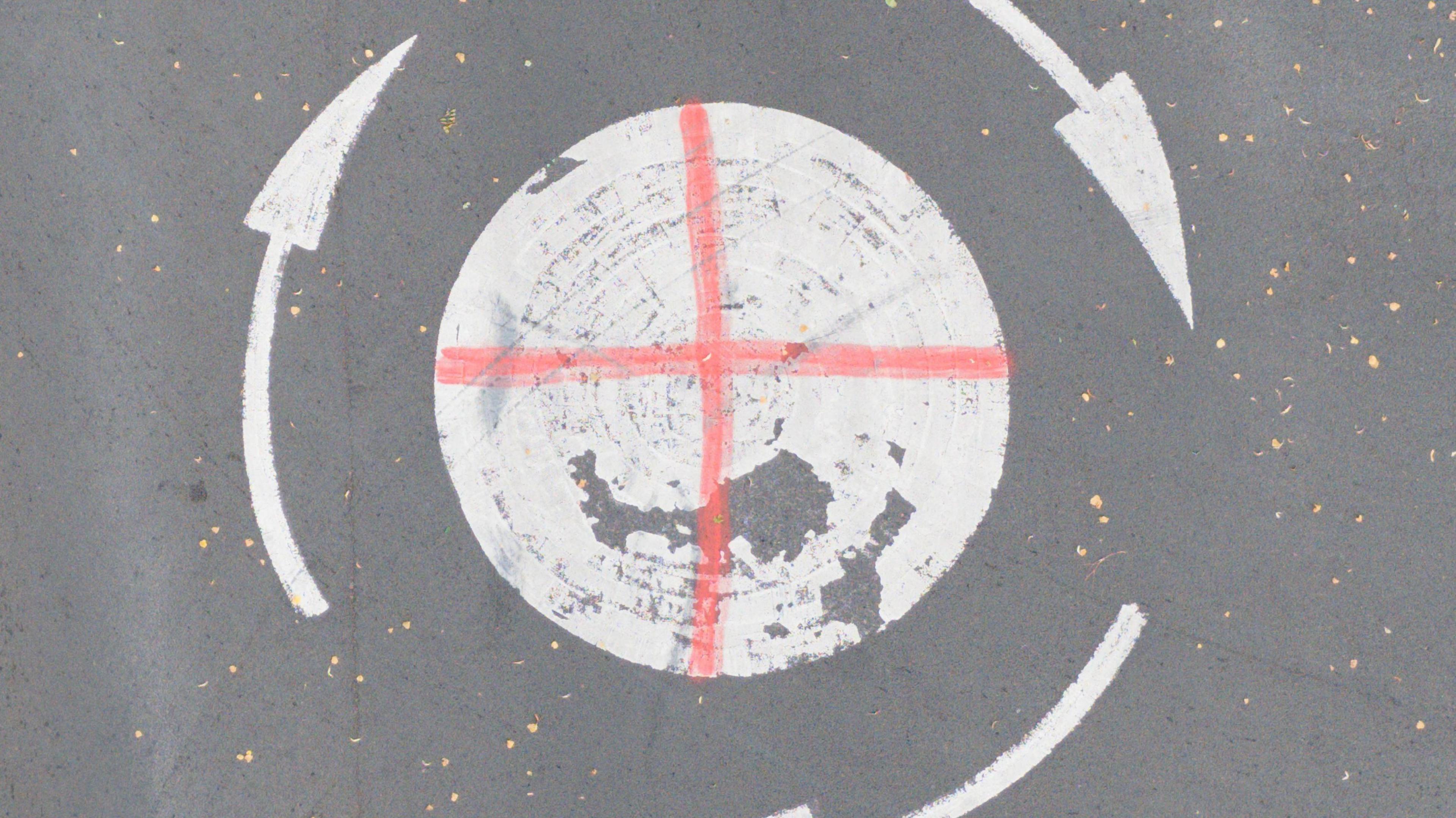 A roundabout painted as a St George's flag in Yardley Wood in south Birmingham.
