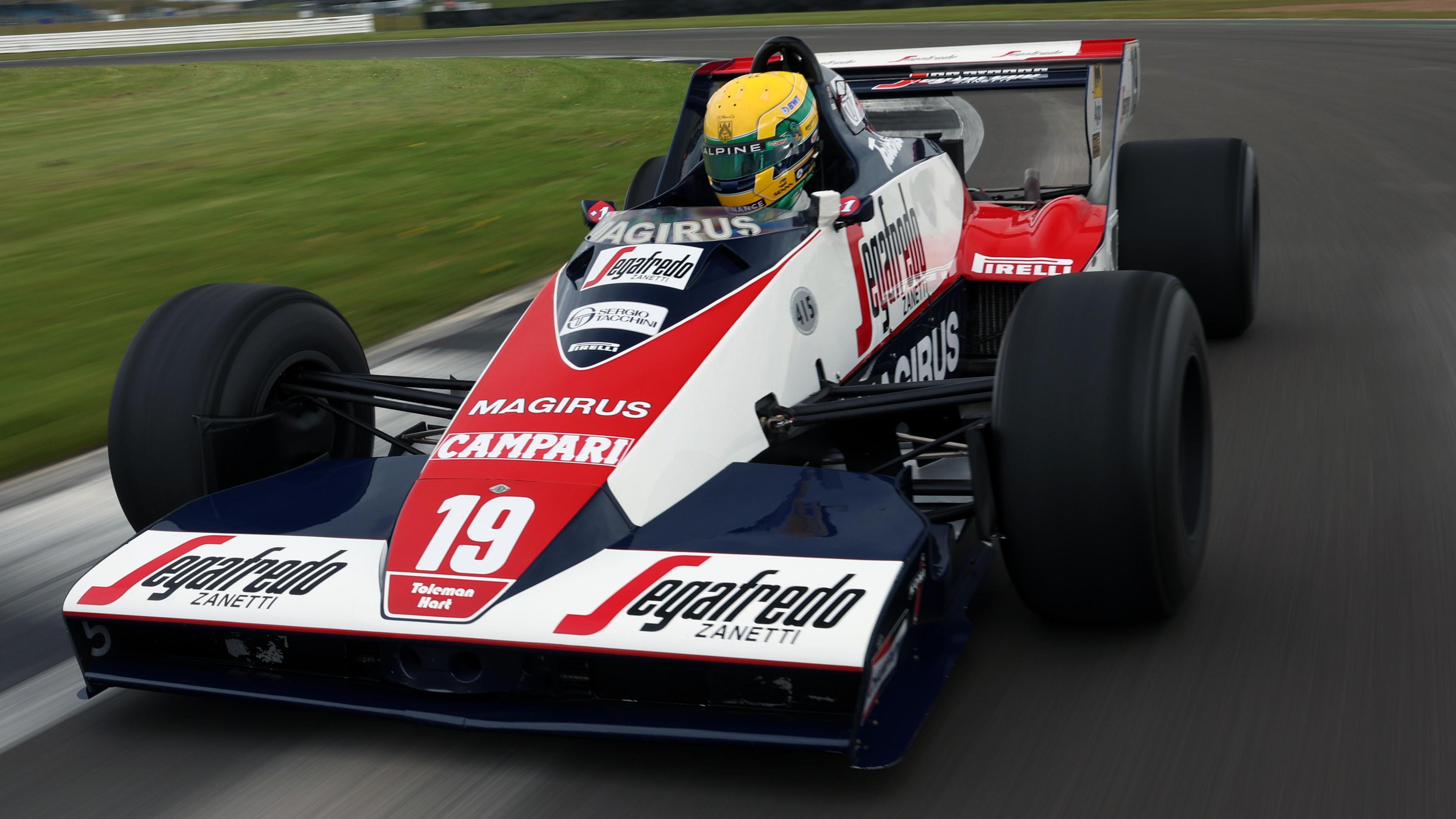 Pierre Gasly driving the 1984 Toleman